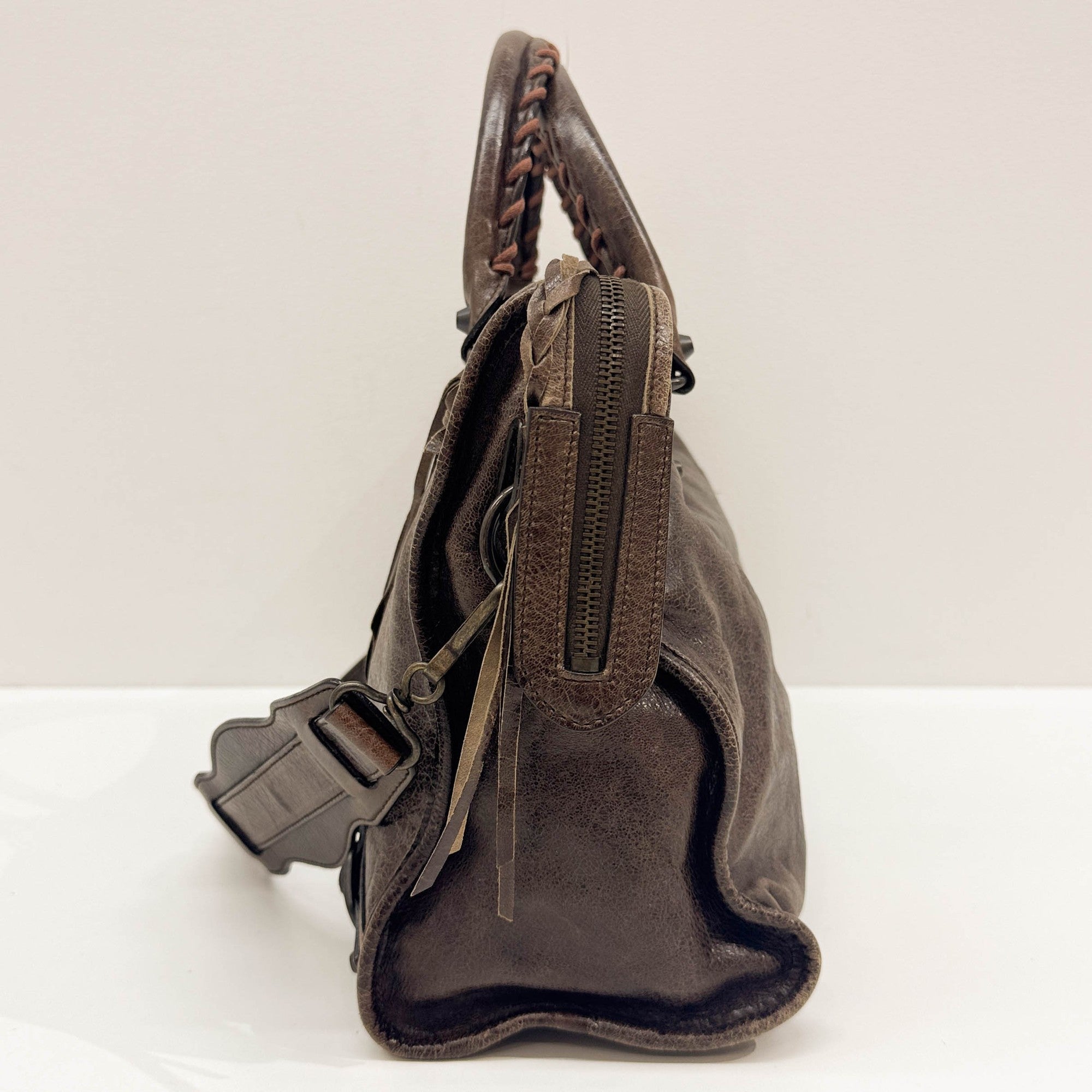 The City Brown Leather Two Way Bag