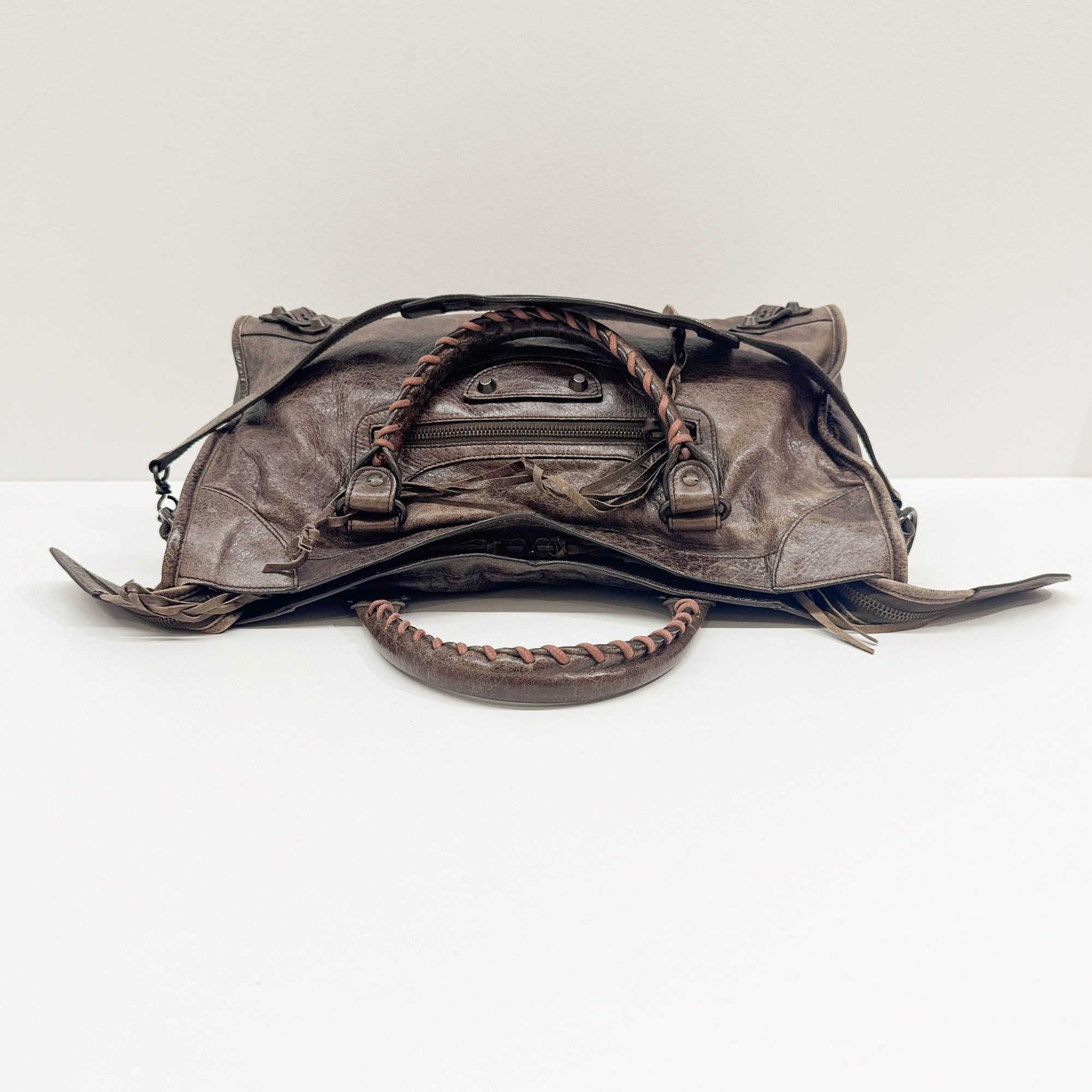 The City Brown Leather Two Way Bag