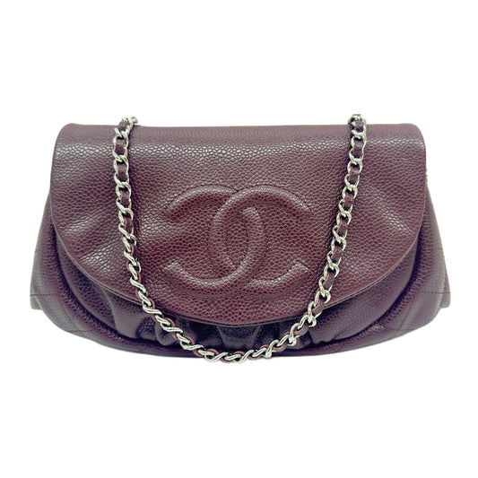 Half Moon Burgundy Leather Crossbody Bag