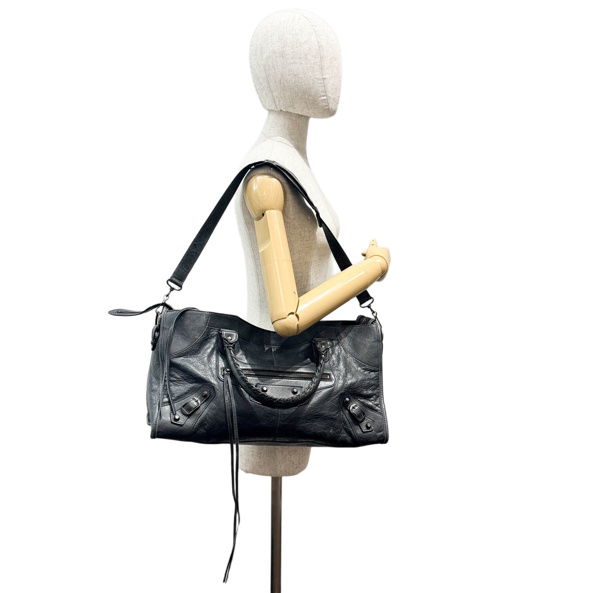 Part Time Black Leather Two Way Bag