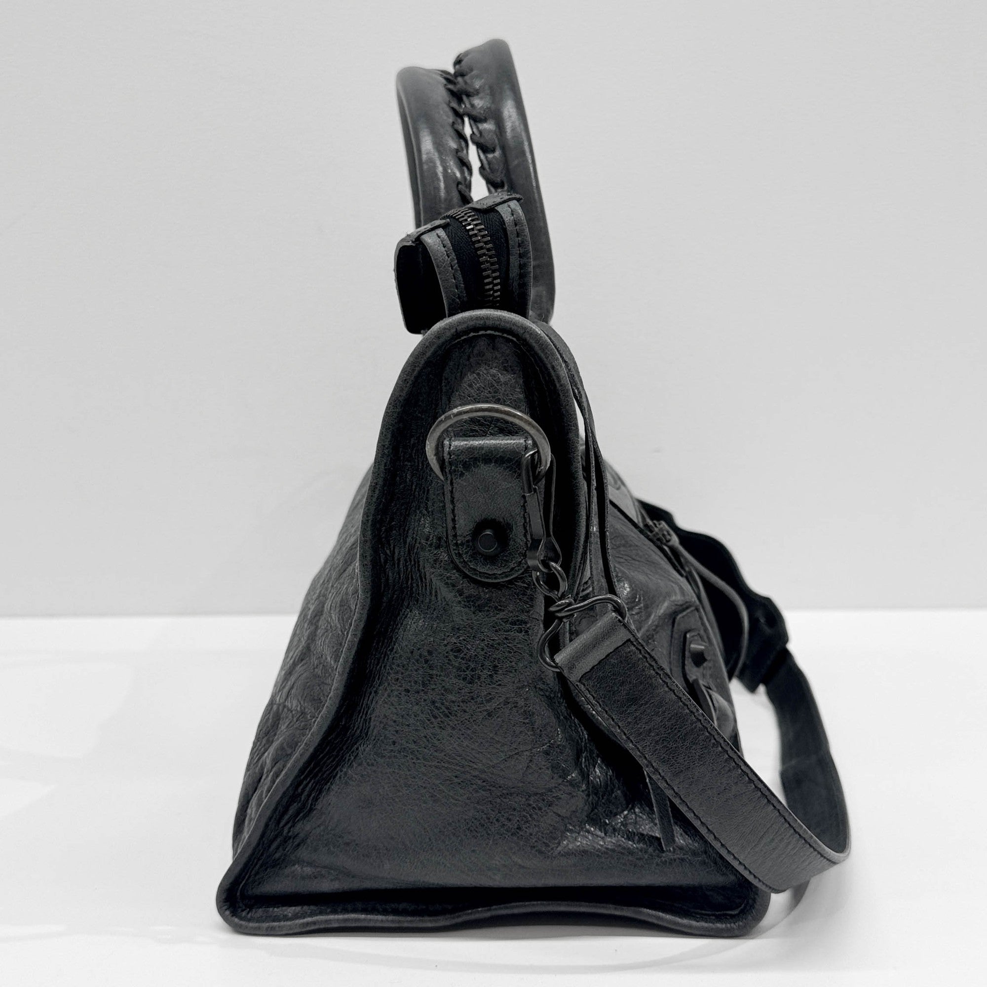 Part Time Black Leather Two Way Bag