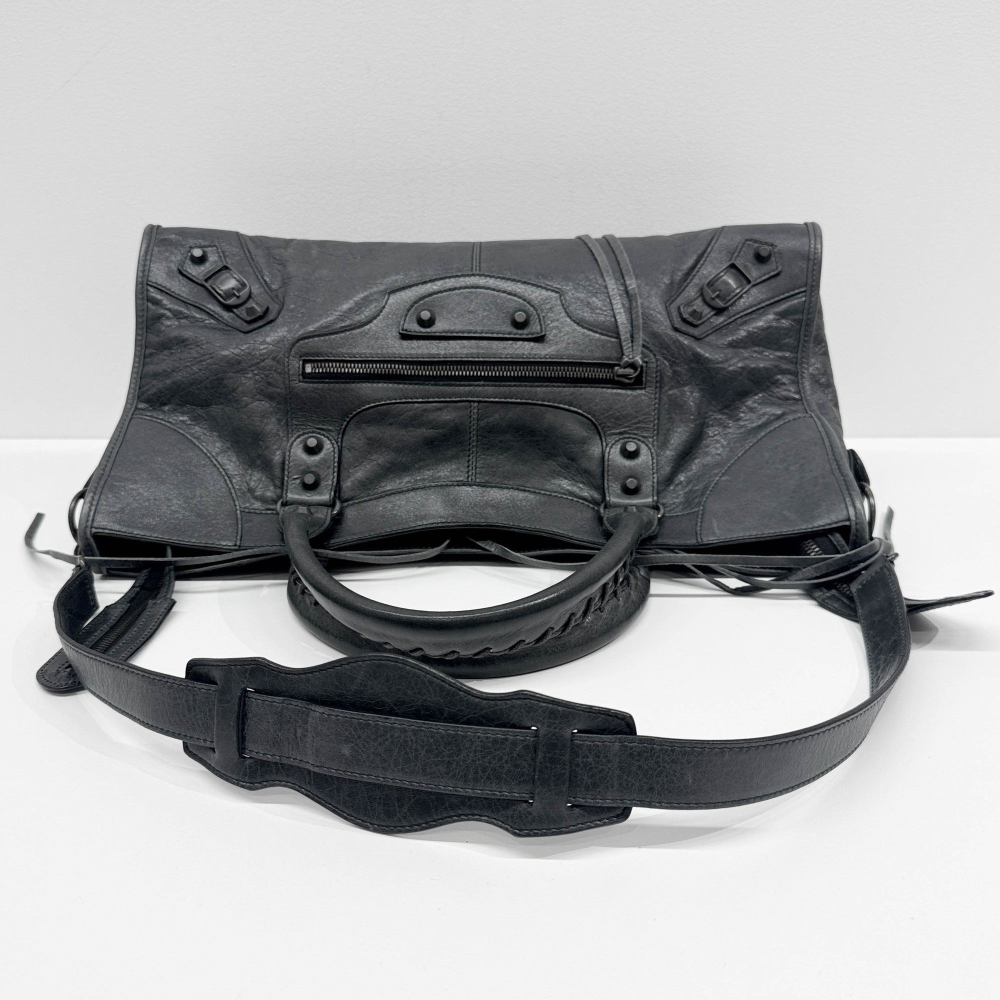 Part Time Black Leather Two Way Bag