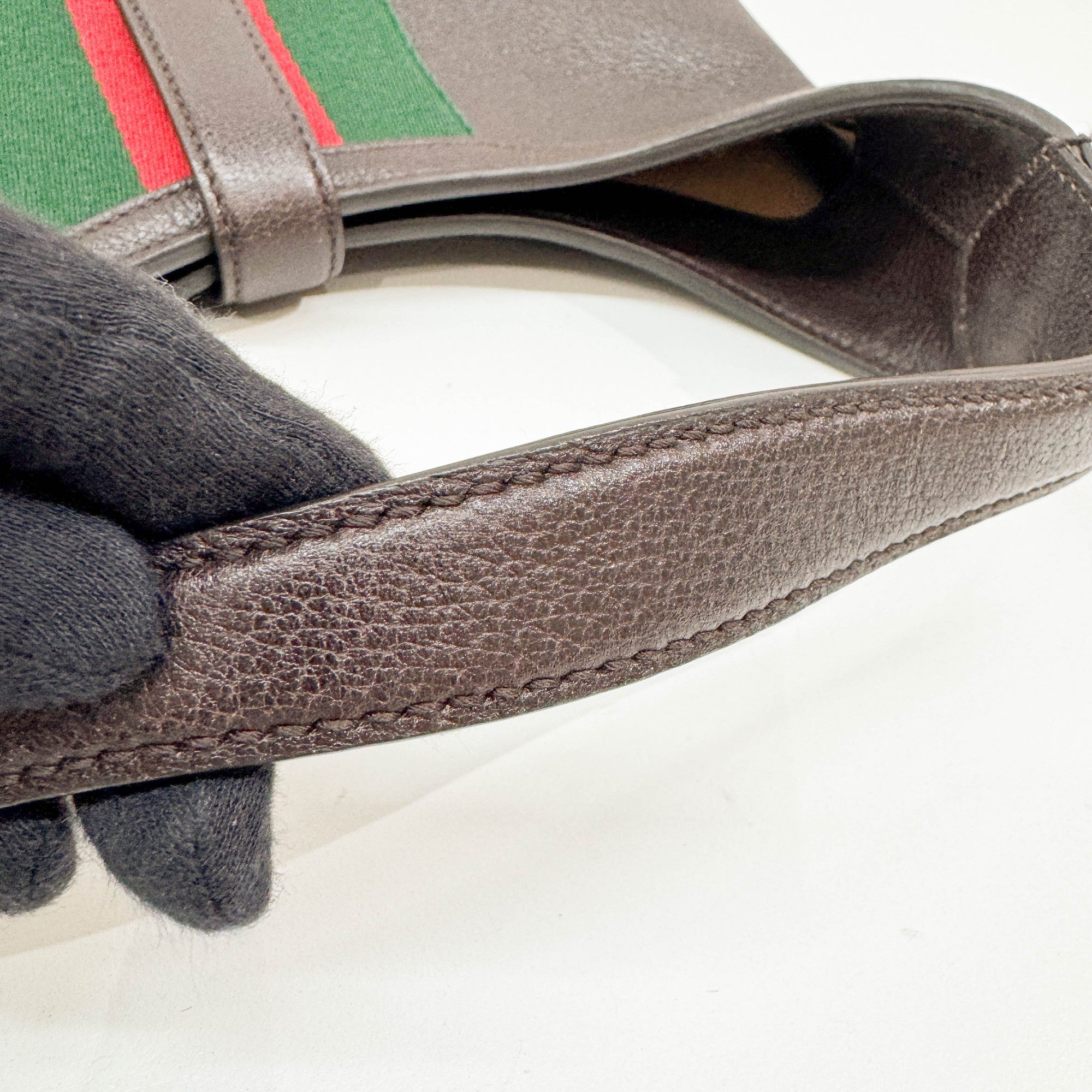 Jackie Ophidia Espresso Leather Shoulder Bag