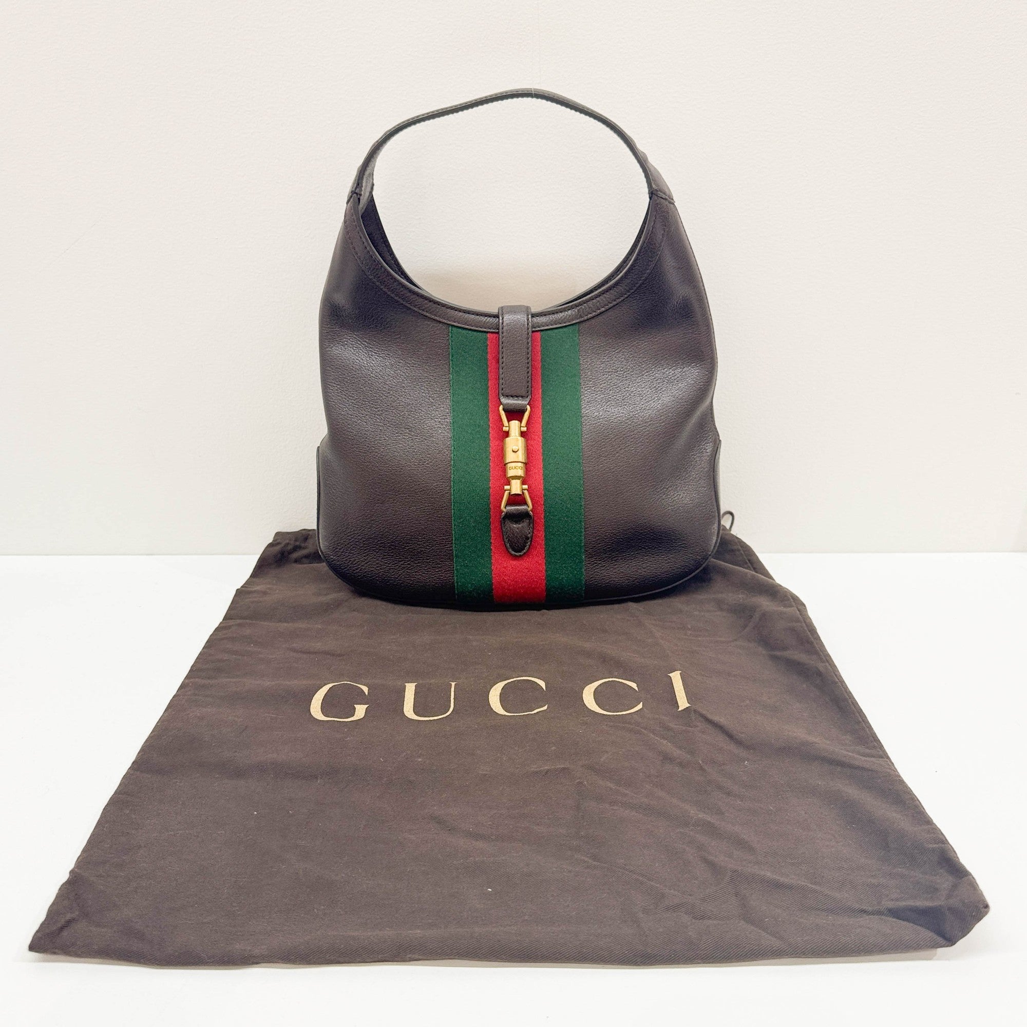 Jackie Ophidia Espresso Leather Shoulder Bag