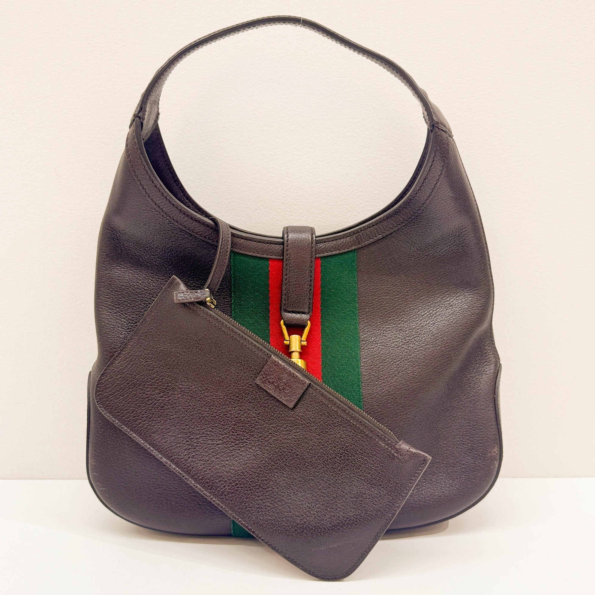Jackie Ophidia Espresso Leather Shoulder Bag