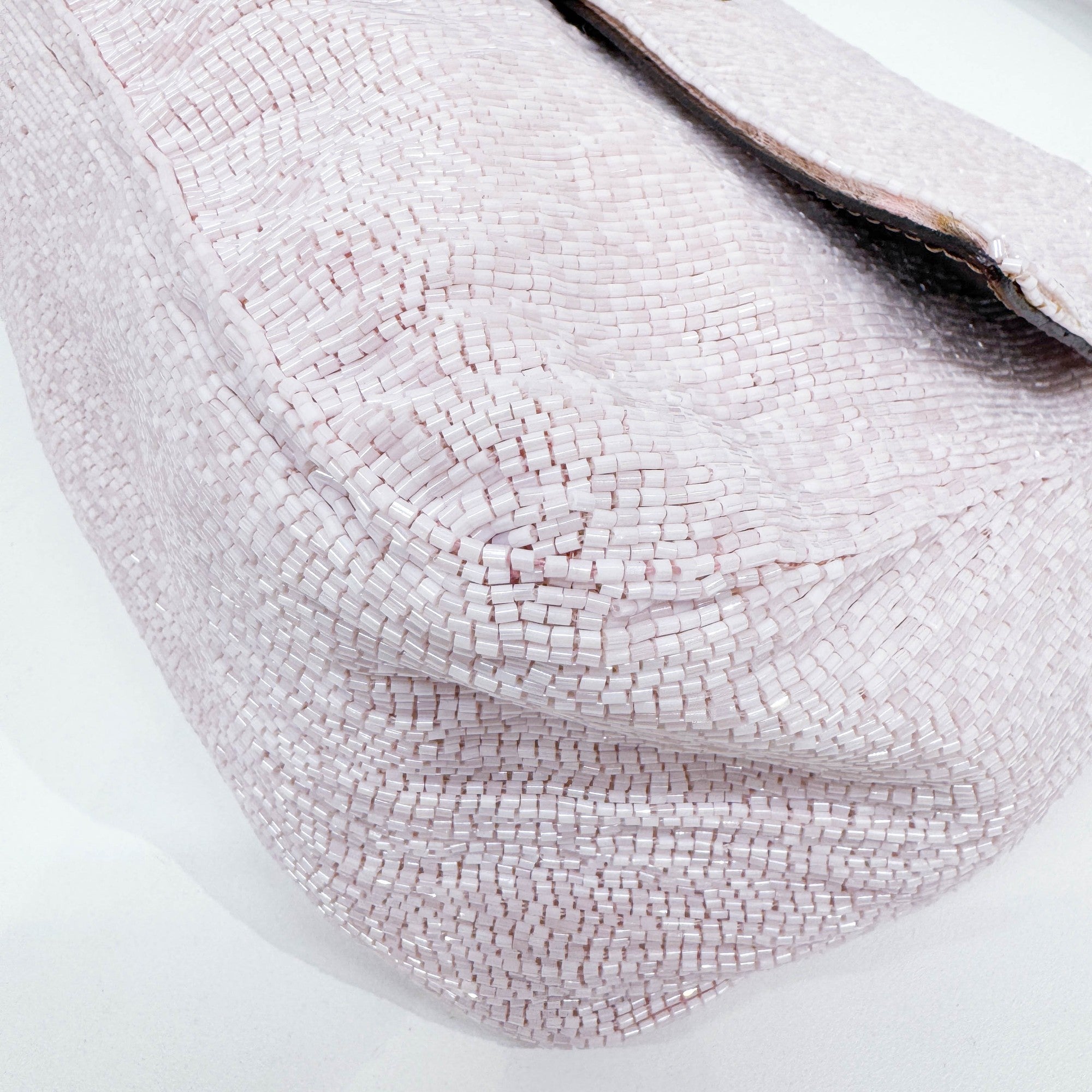 Mamma Baguette Baby Pink Beaded Shoulder Bag