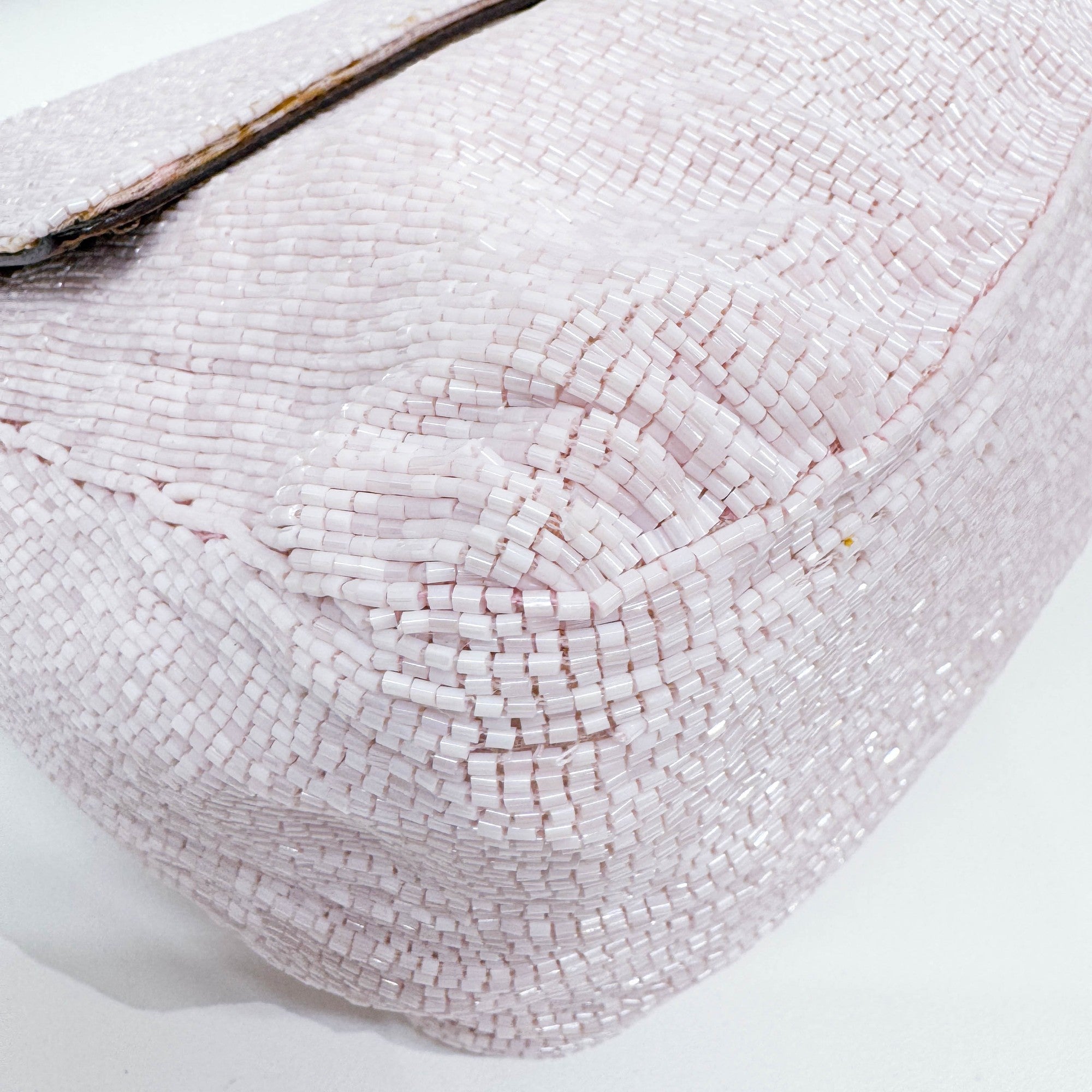 Mamma Baguette Baby Pink Beaded Shoulder Bag