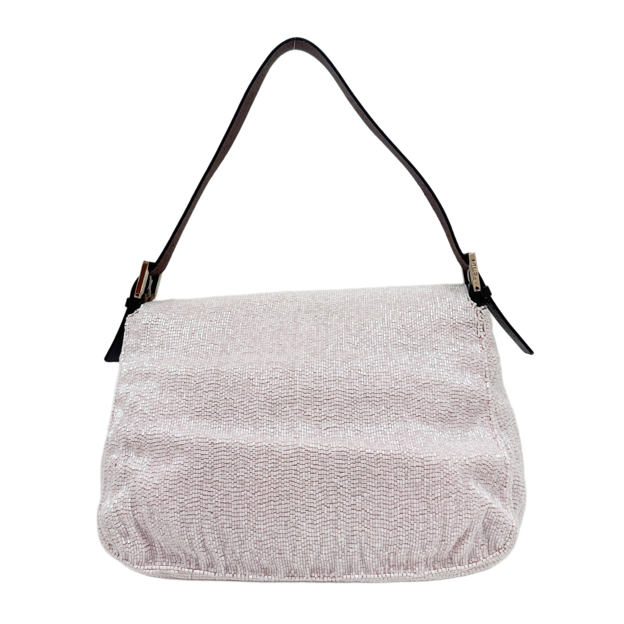 Mamma Baguette Baby Pink Beaded Shoulder Bag