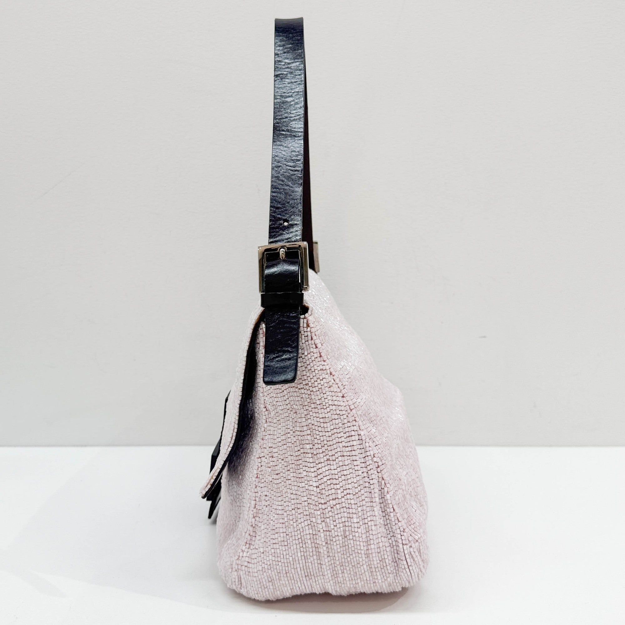 Mamma Baguette Baby Pink Beaded Shoulder Bag