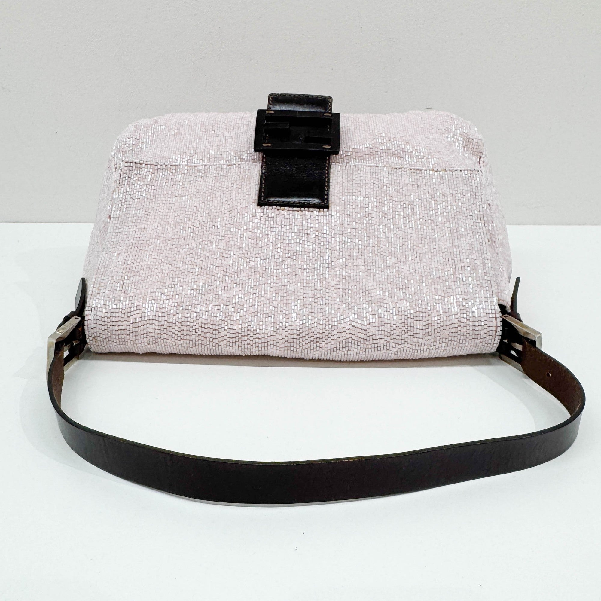 Mamma Baguette Baby Pink Beaded Shoulder Bag