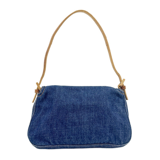 Mini Baguette Navy Denim Shoulder Bag