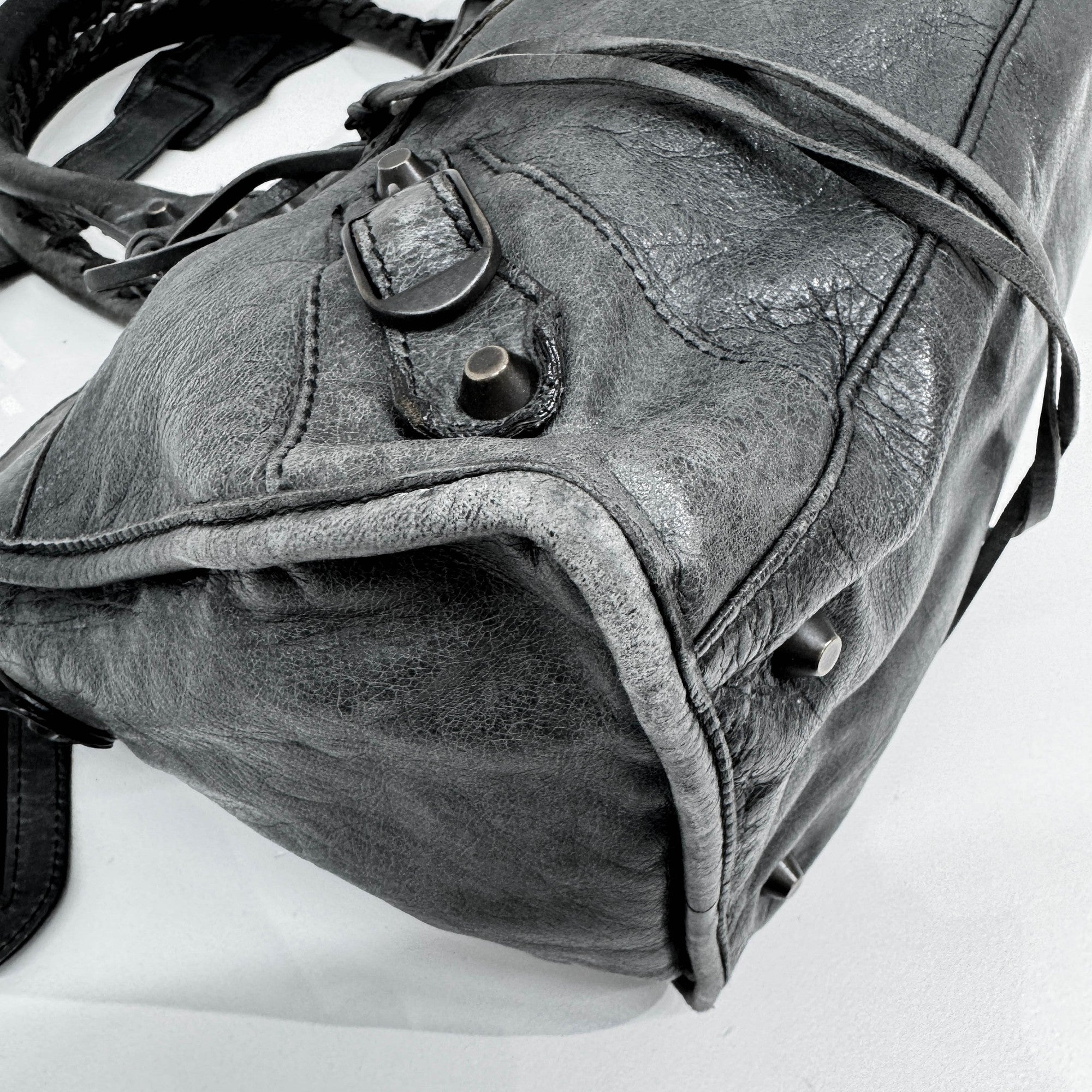 Part Time Gray Leather Two Way Bag