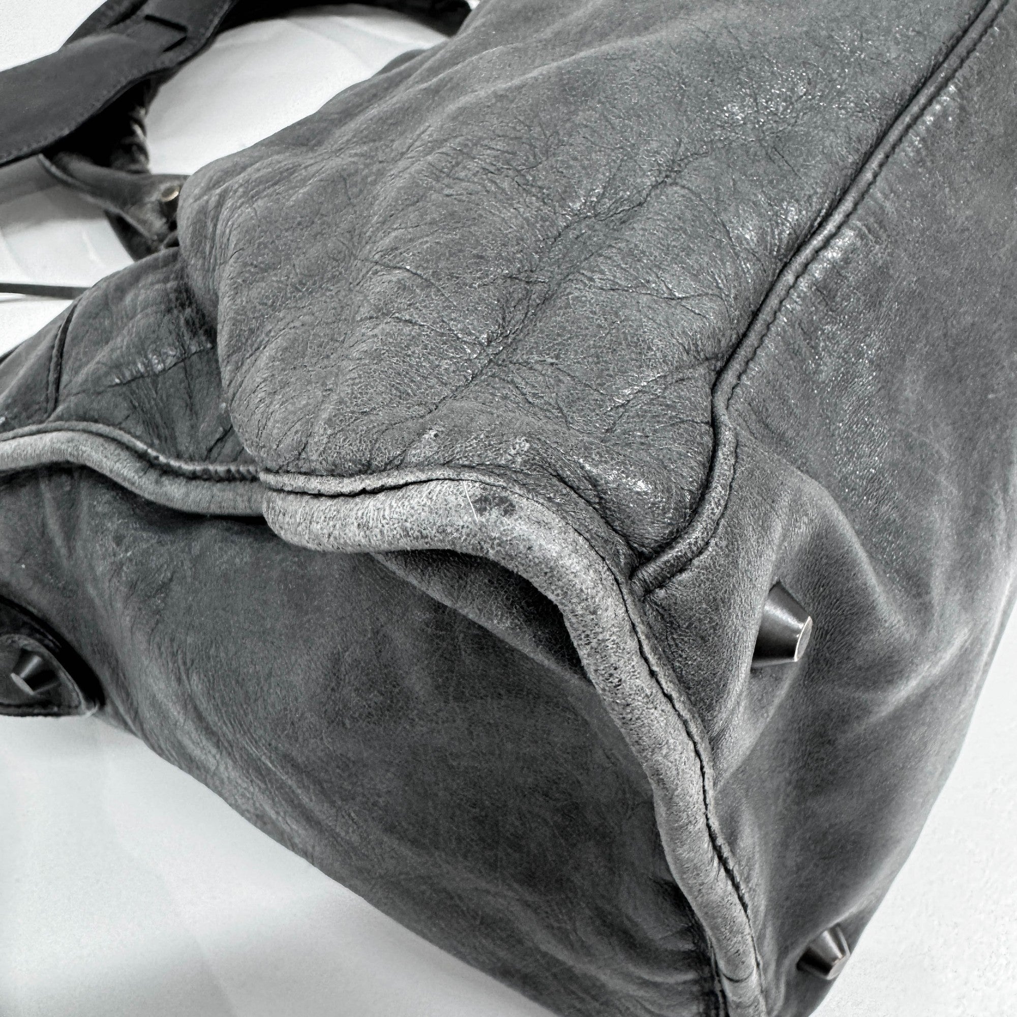 Part Time Gray Leather Two Way Bag
