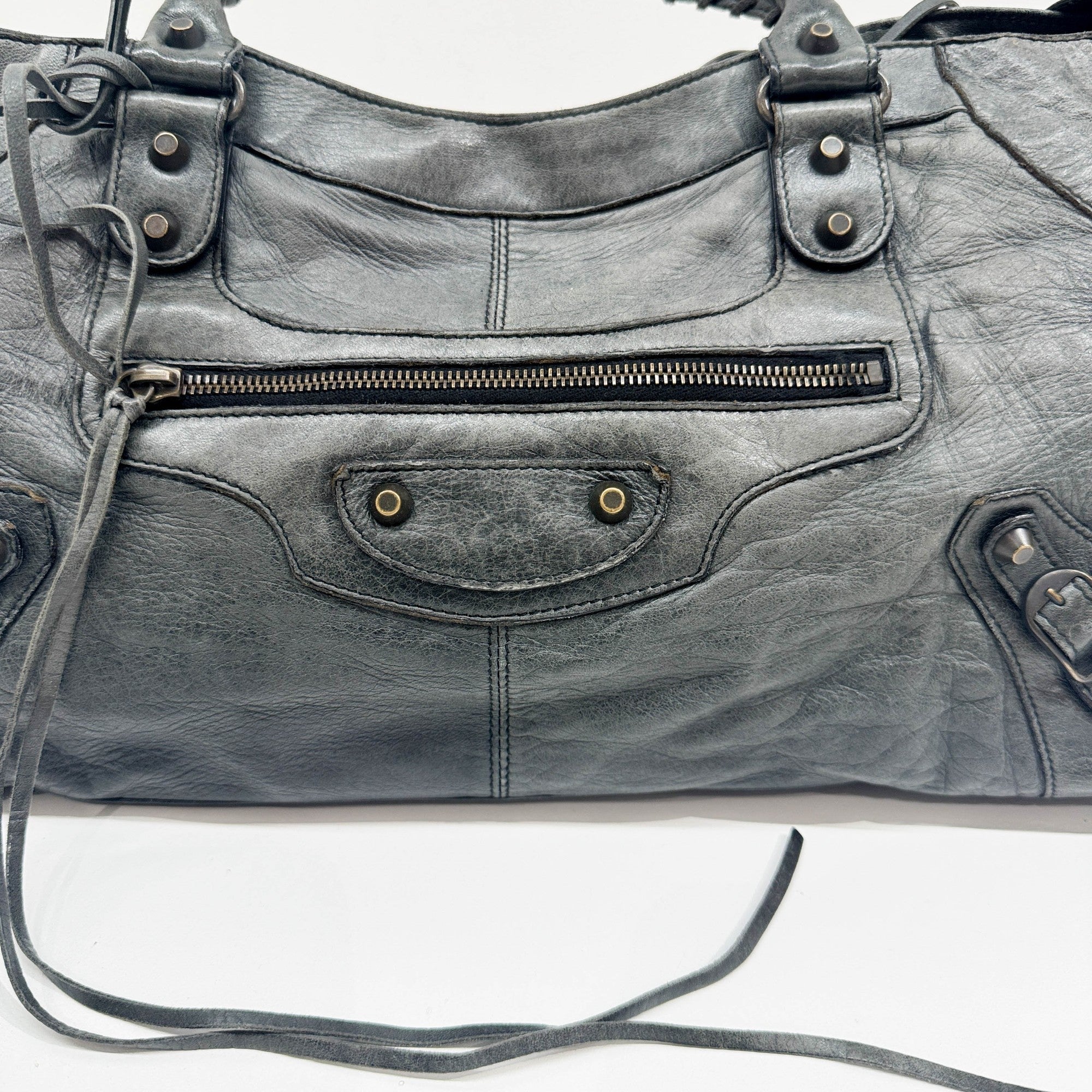 Part Time Gray Leather Two Way Bag