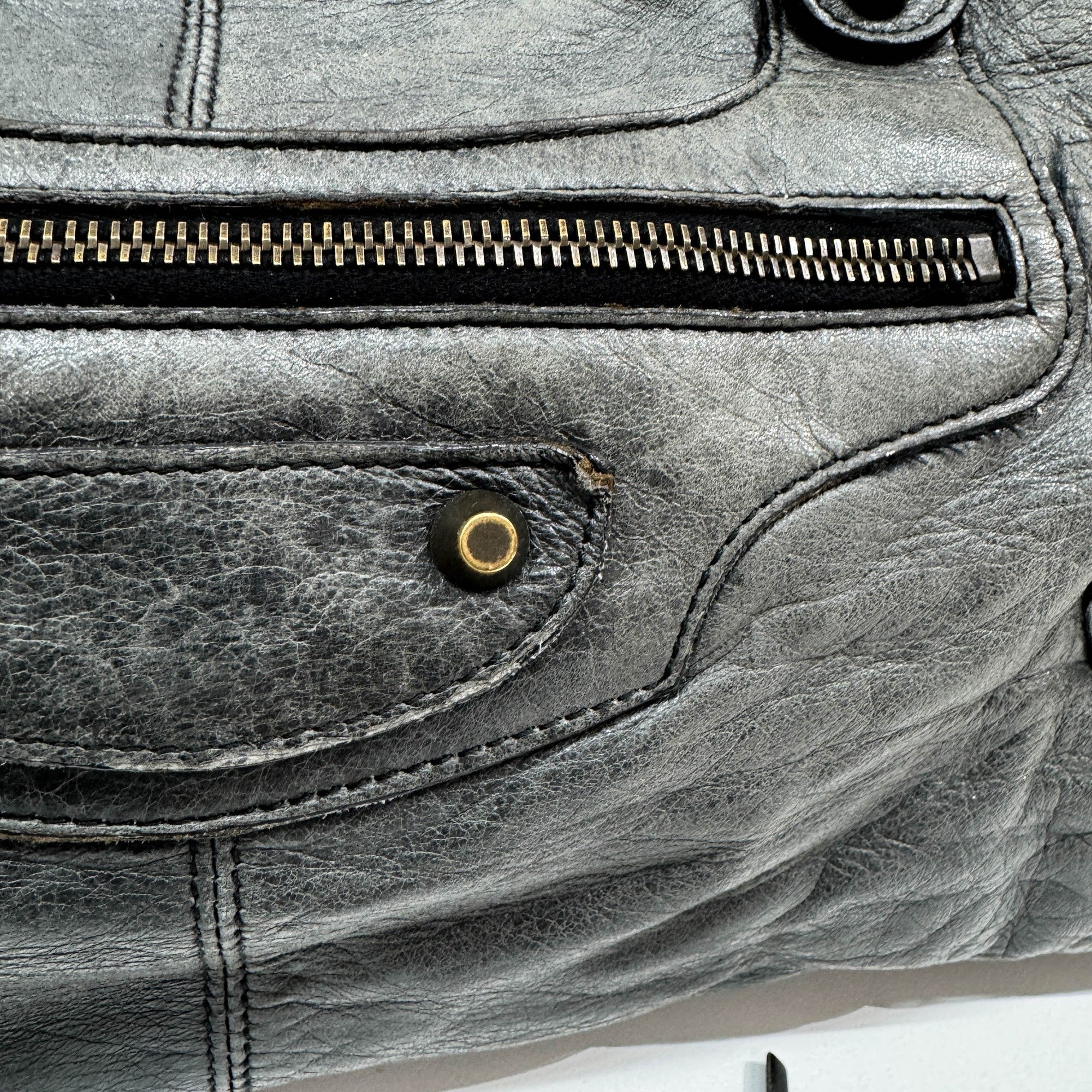 Part Time Gray Leather Two Way Bag