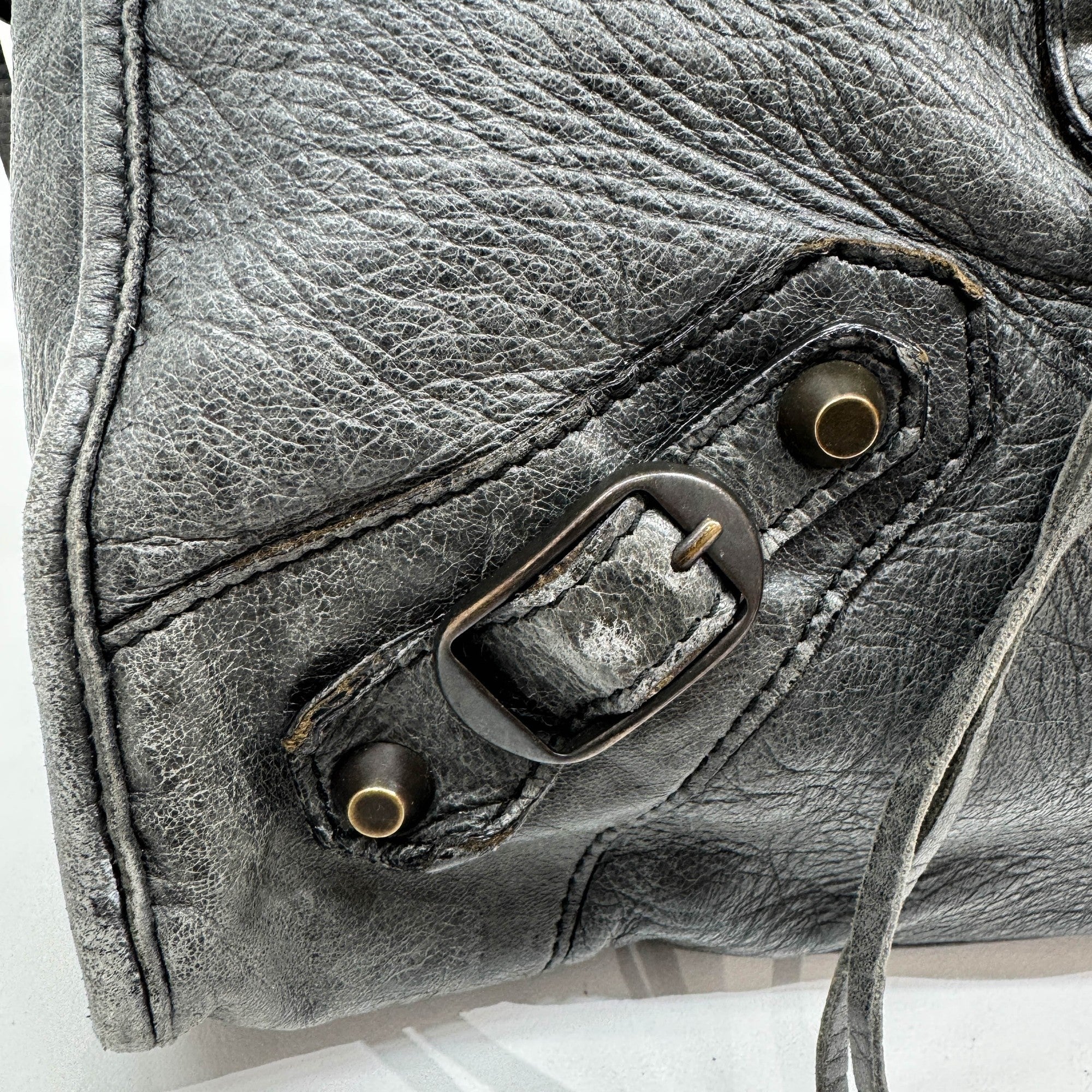 Part Time Gray Leather Two Way Bag