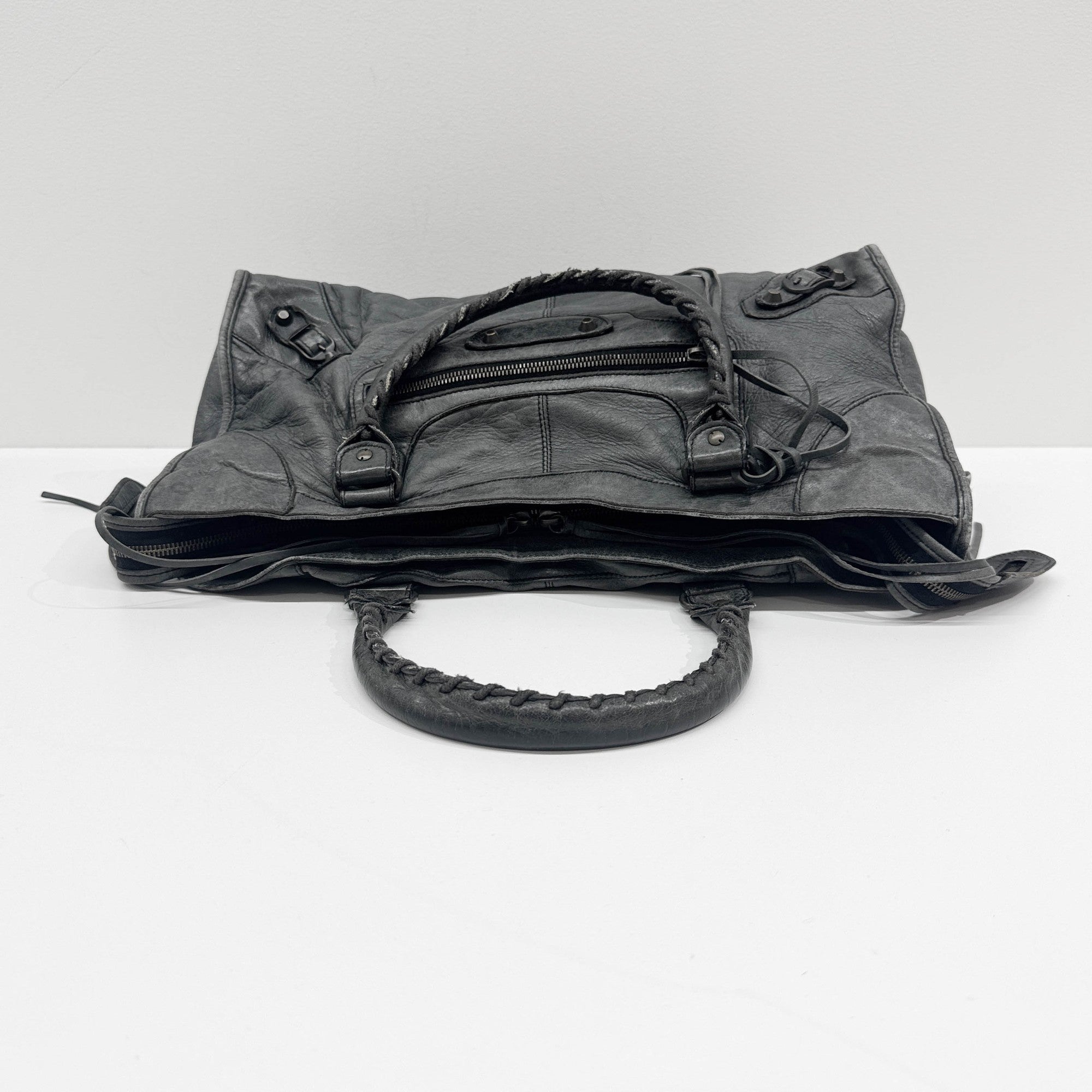 Part Time Gray Leather Two Way Bag