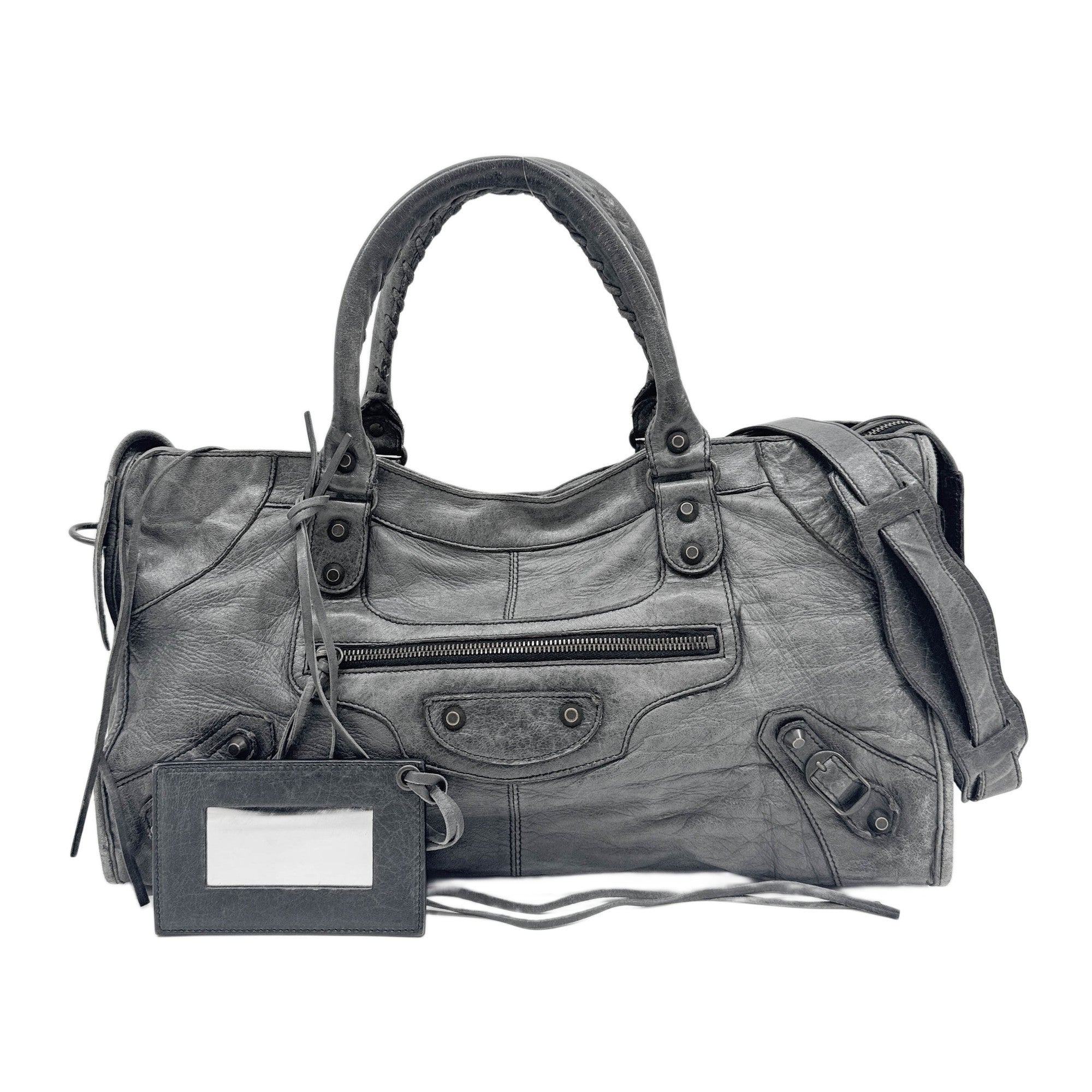 Part Time Gray Leather Two Way Bag