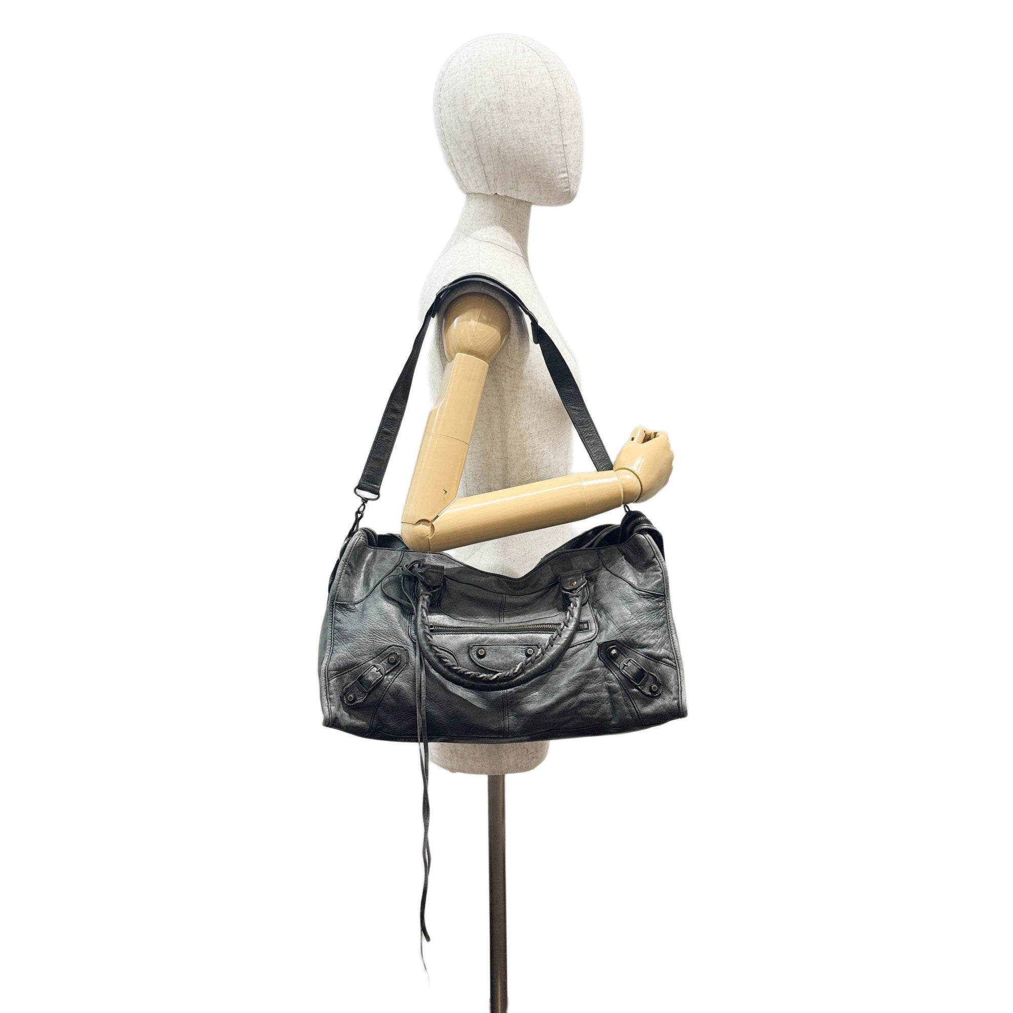 Part Time Gray Leather Two Way Bag