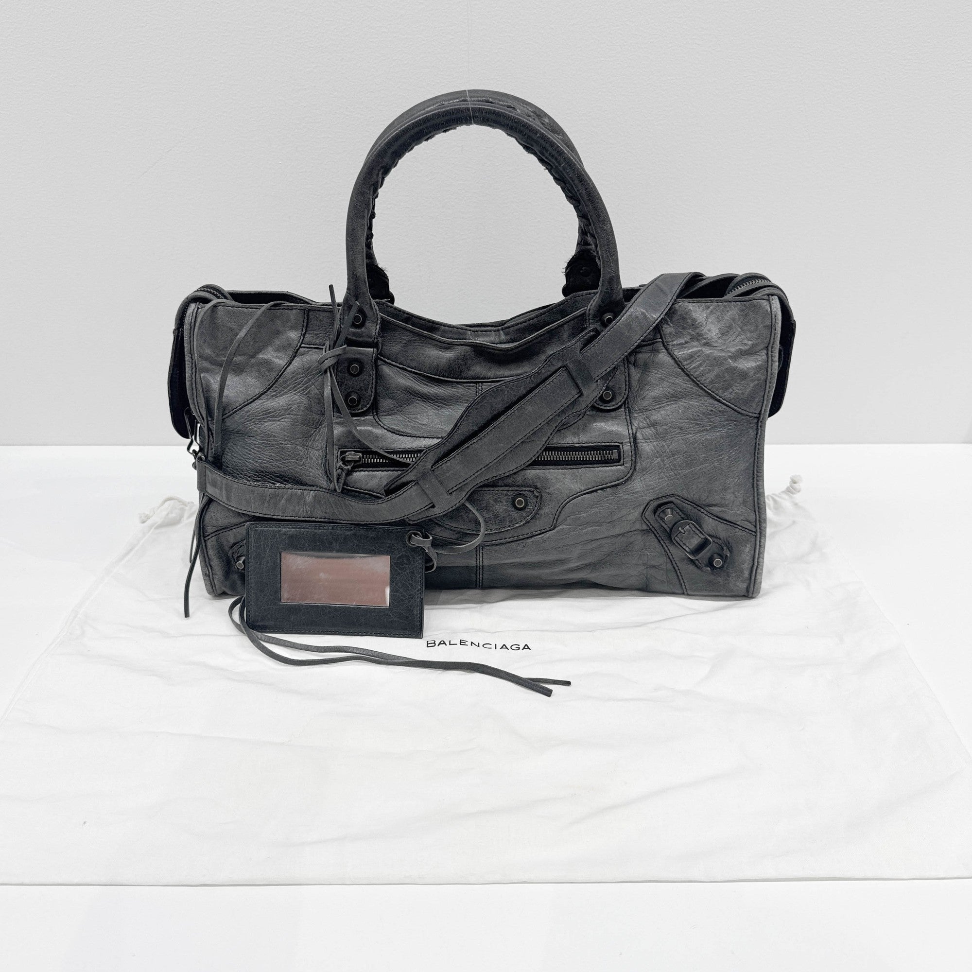Part Time Gray Leather Two Way Bag