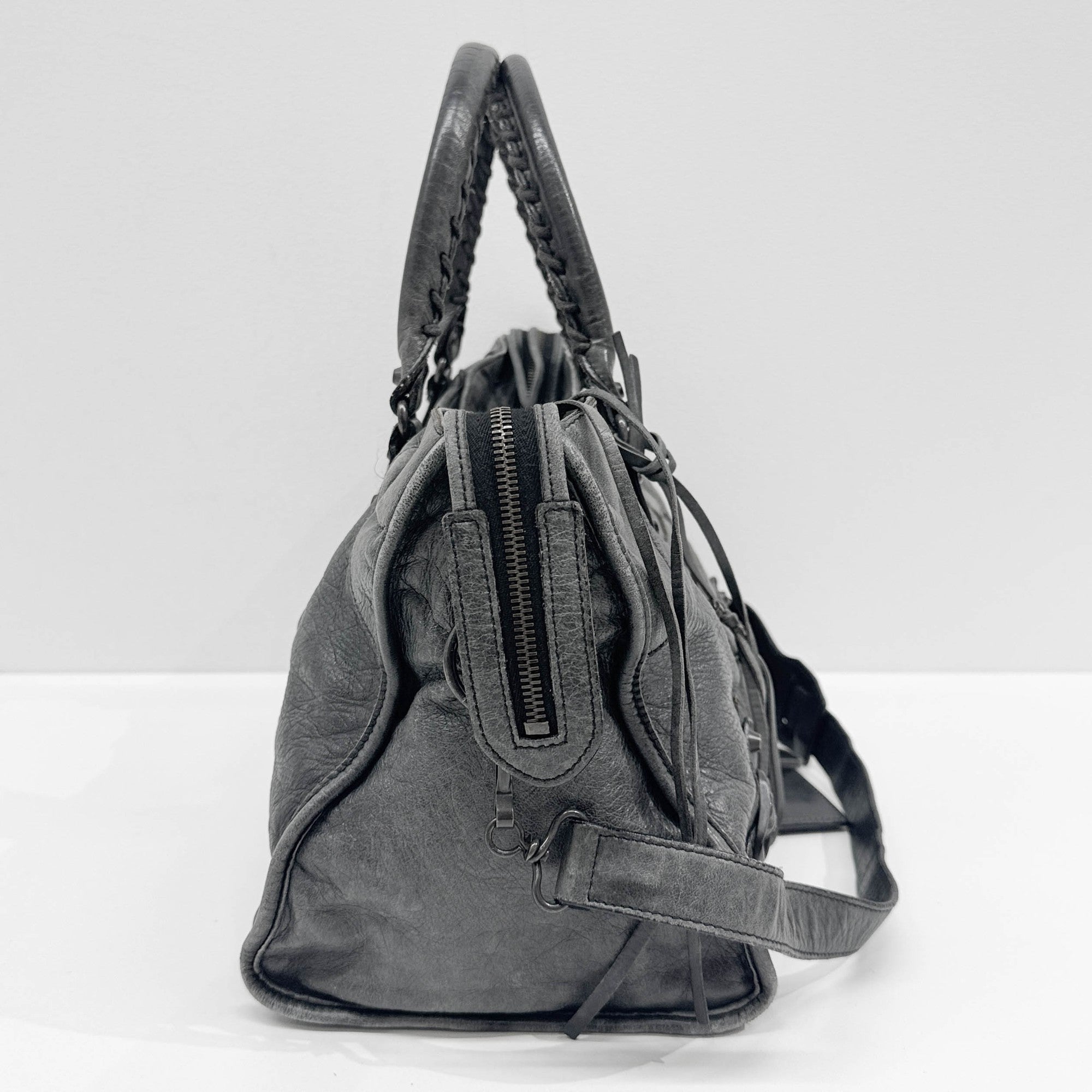 Part Time Gray Leather Two Way Bag