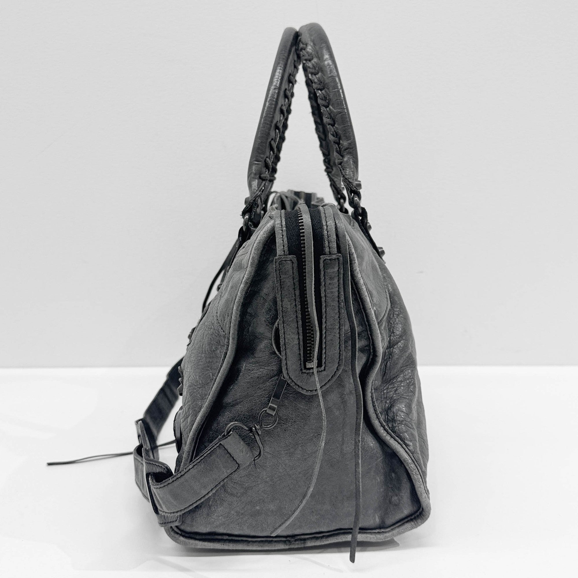 Part Time Gray Leather Two Way Bag