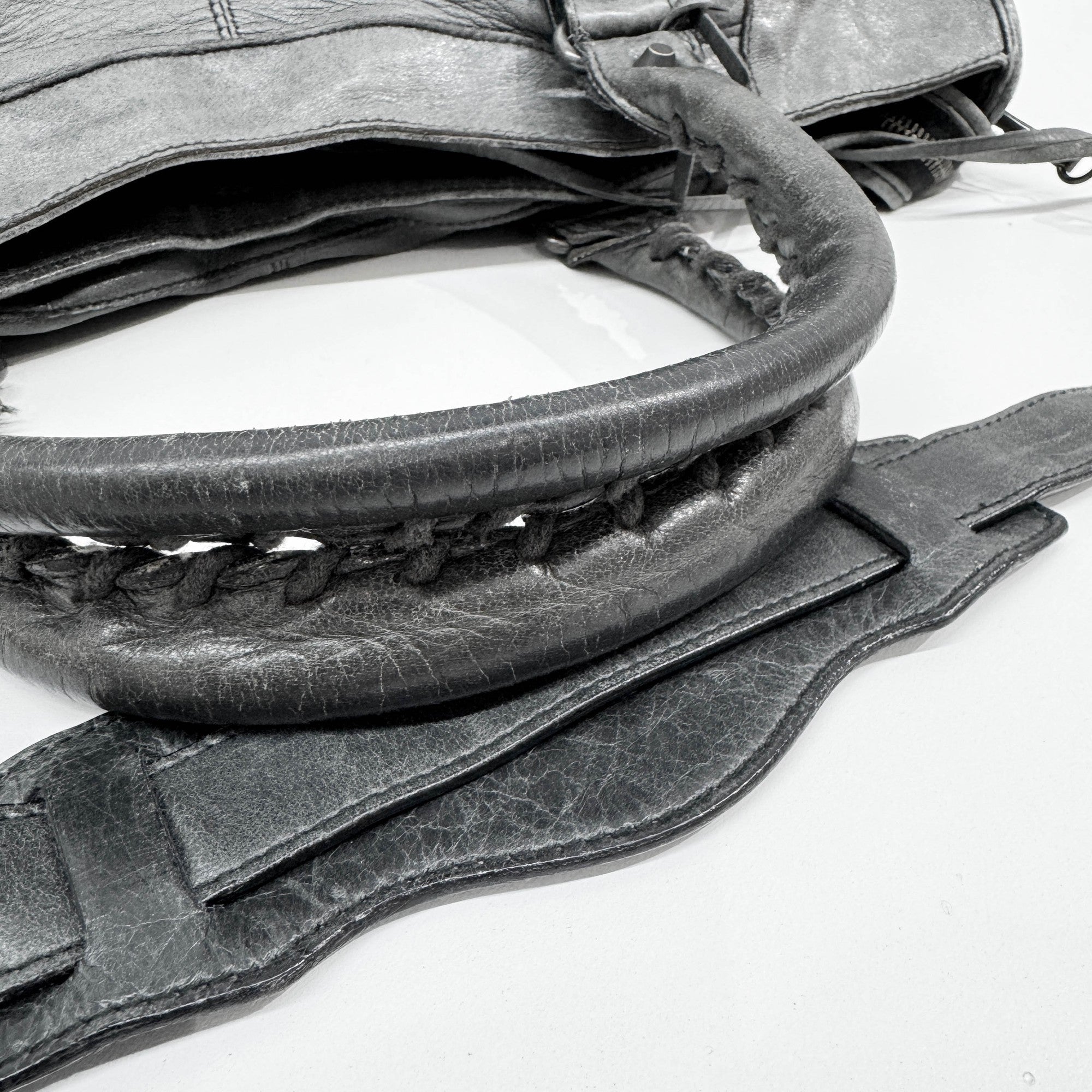 Part Time Gray Leather Two Way Bag