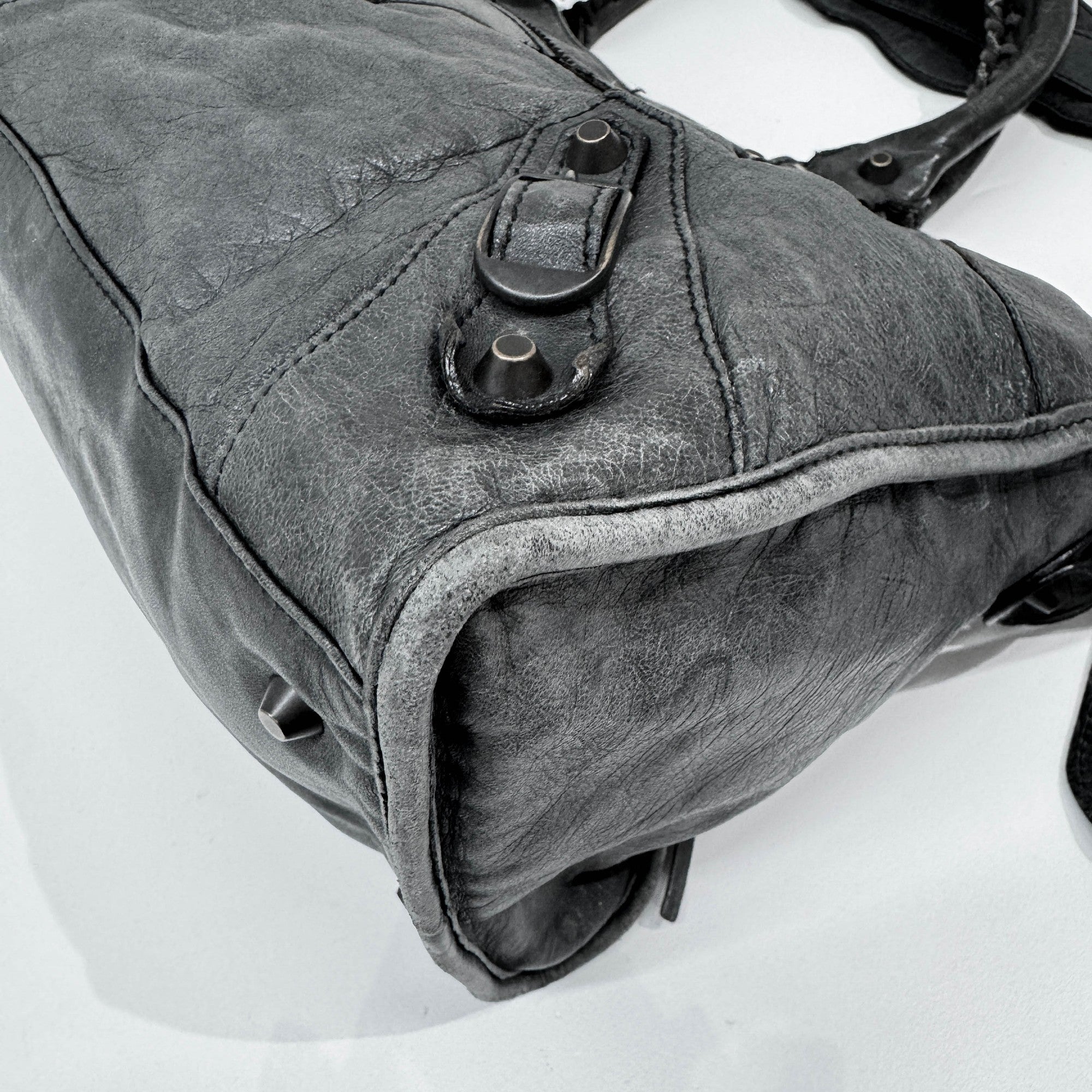 Part Time Gray Leather Two Way Bag