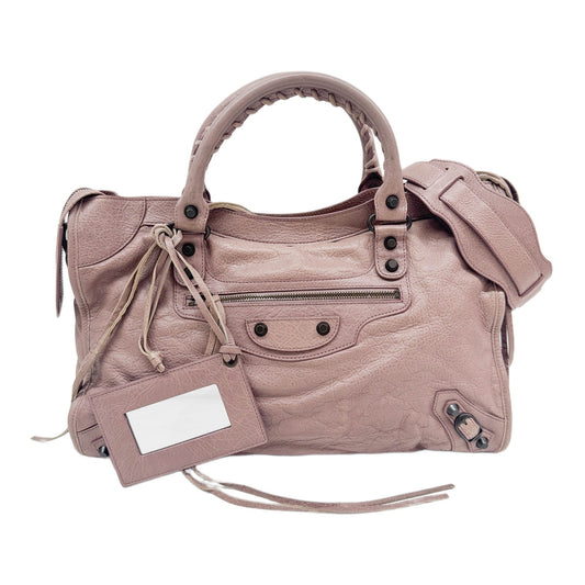 The City Pale Mauve Leather Two Way Bag
