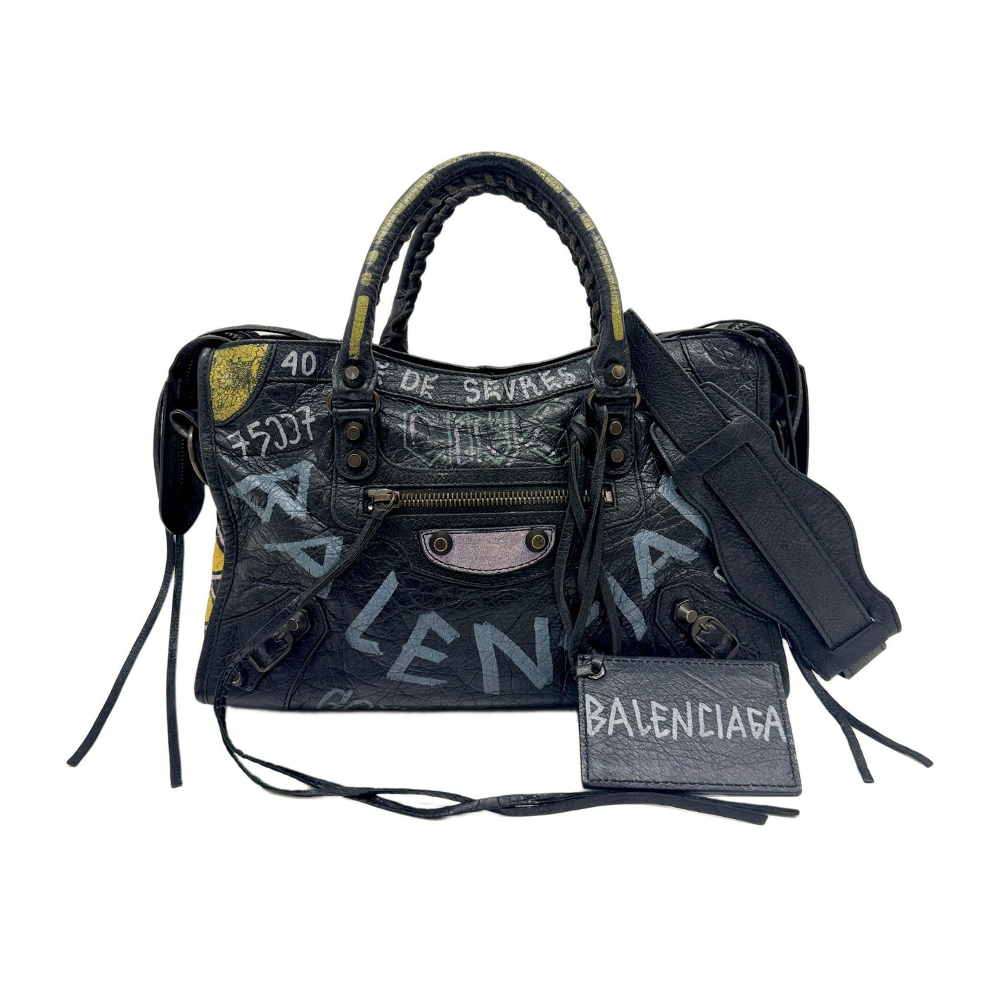 Mini City Graffiti Black Leather Two Way Bag