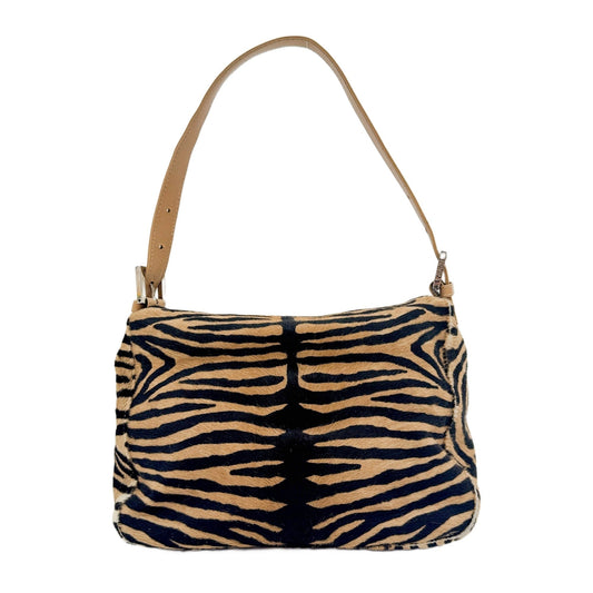 Mamma Baguette Brown Zebra Print Pony Hair Shoulder Bag