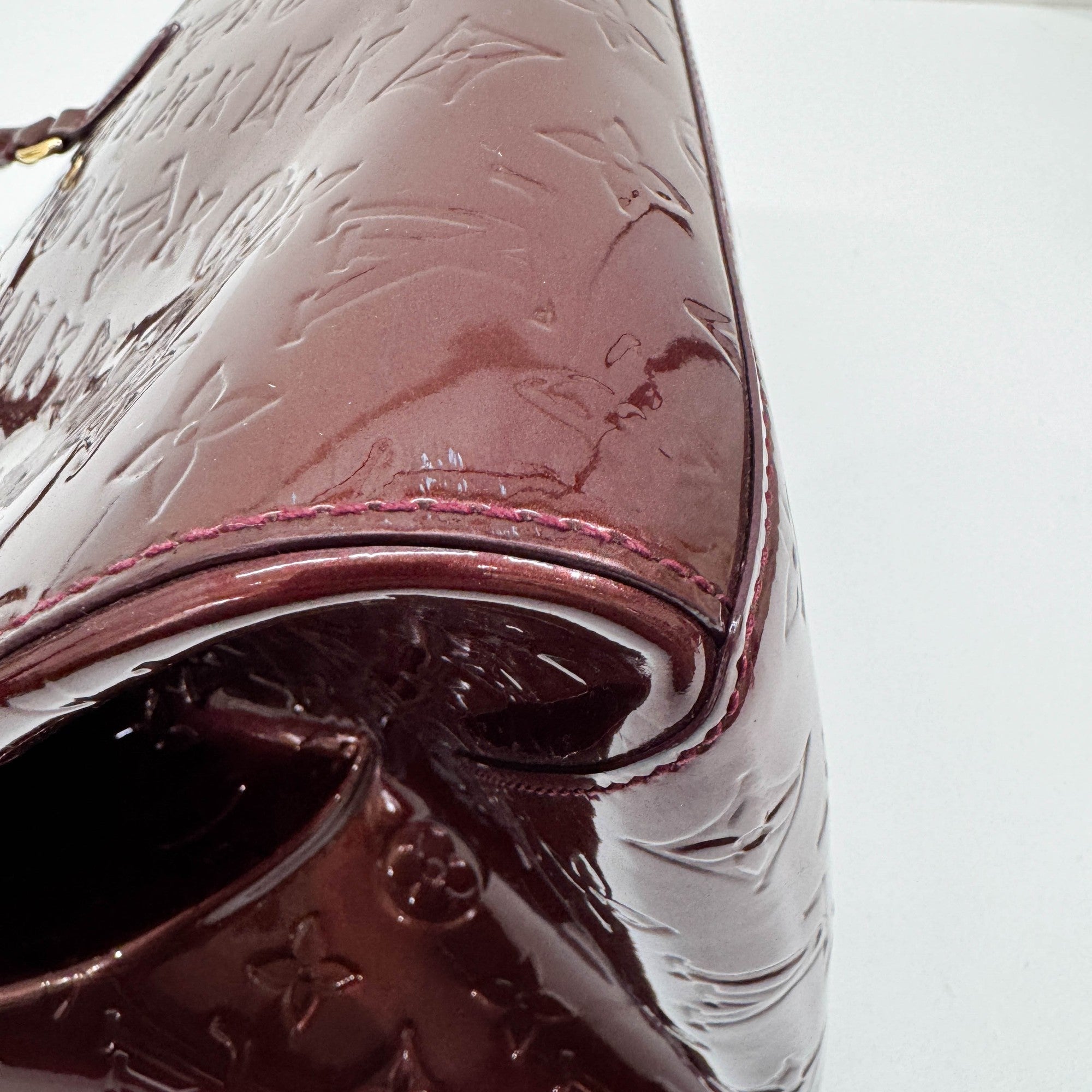Vernis Sherwood Metallic Bordeaux Monogram Leather Hand Bag