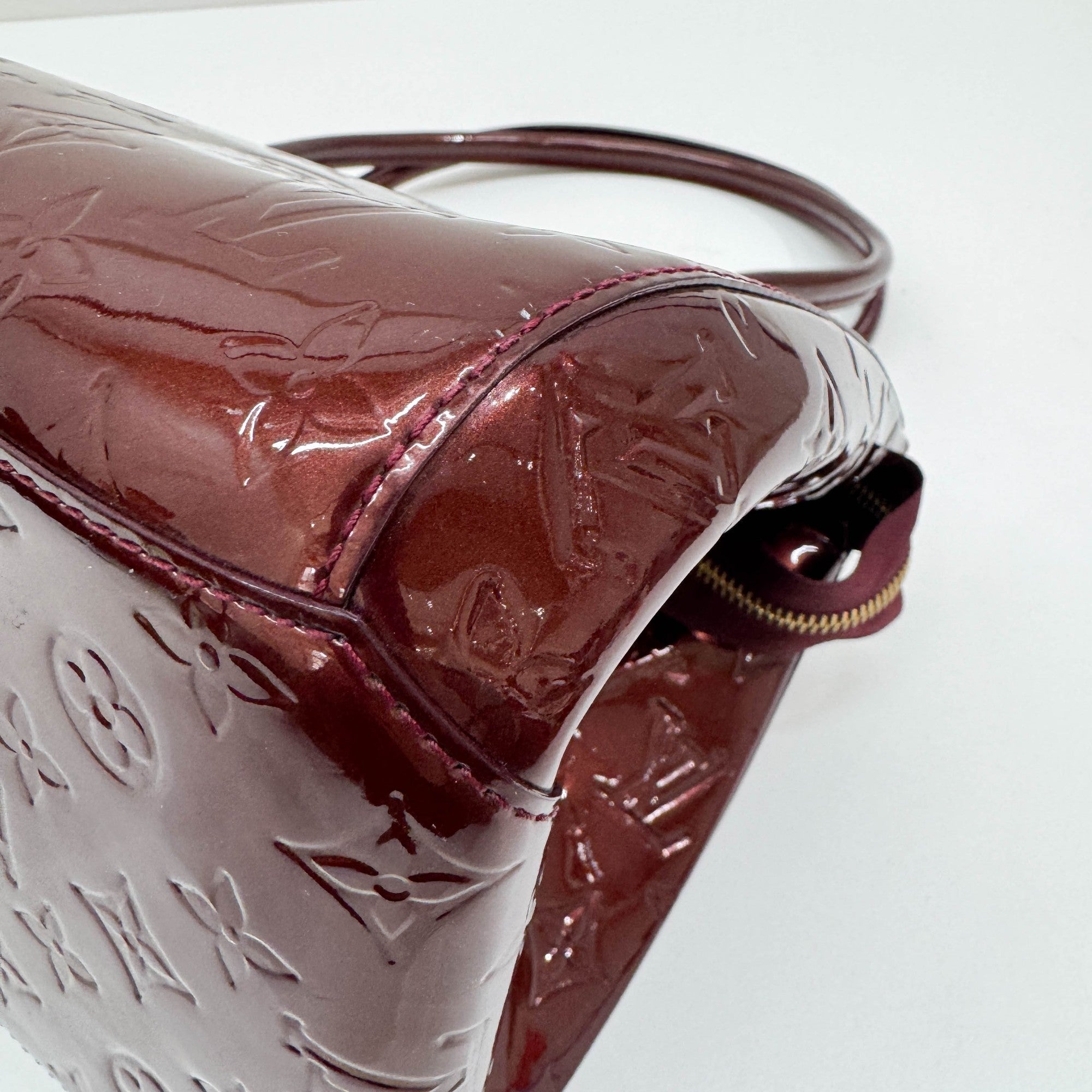 Vernis Sherwood Metallic Bordeaux Monogram Leather Hand Bag