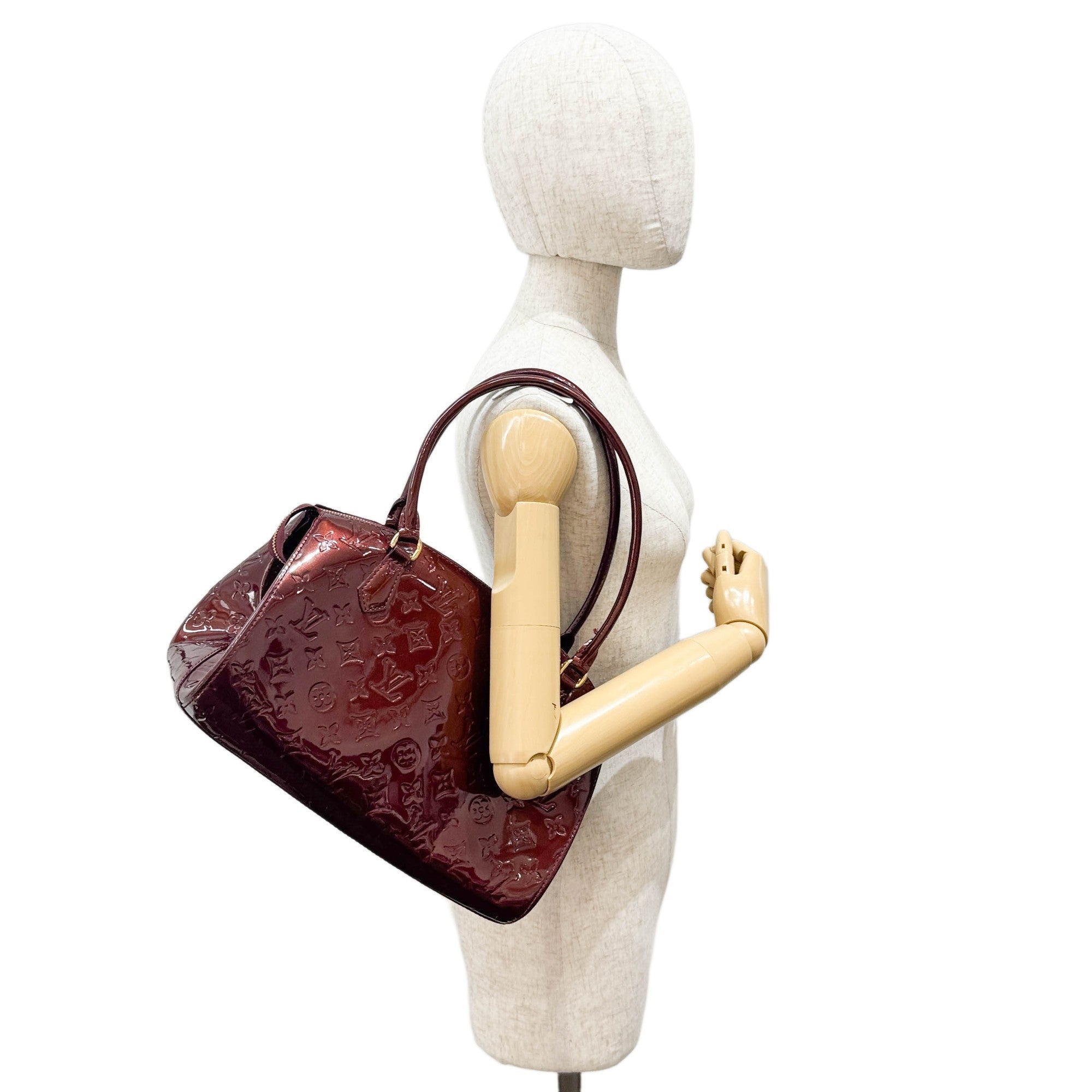 Vernis Sherwood Metallic Bordeaux Monogram Leather Hand Bag