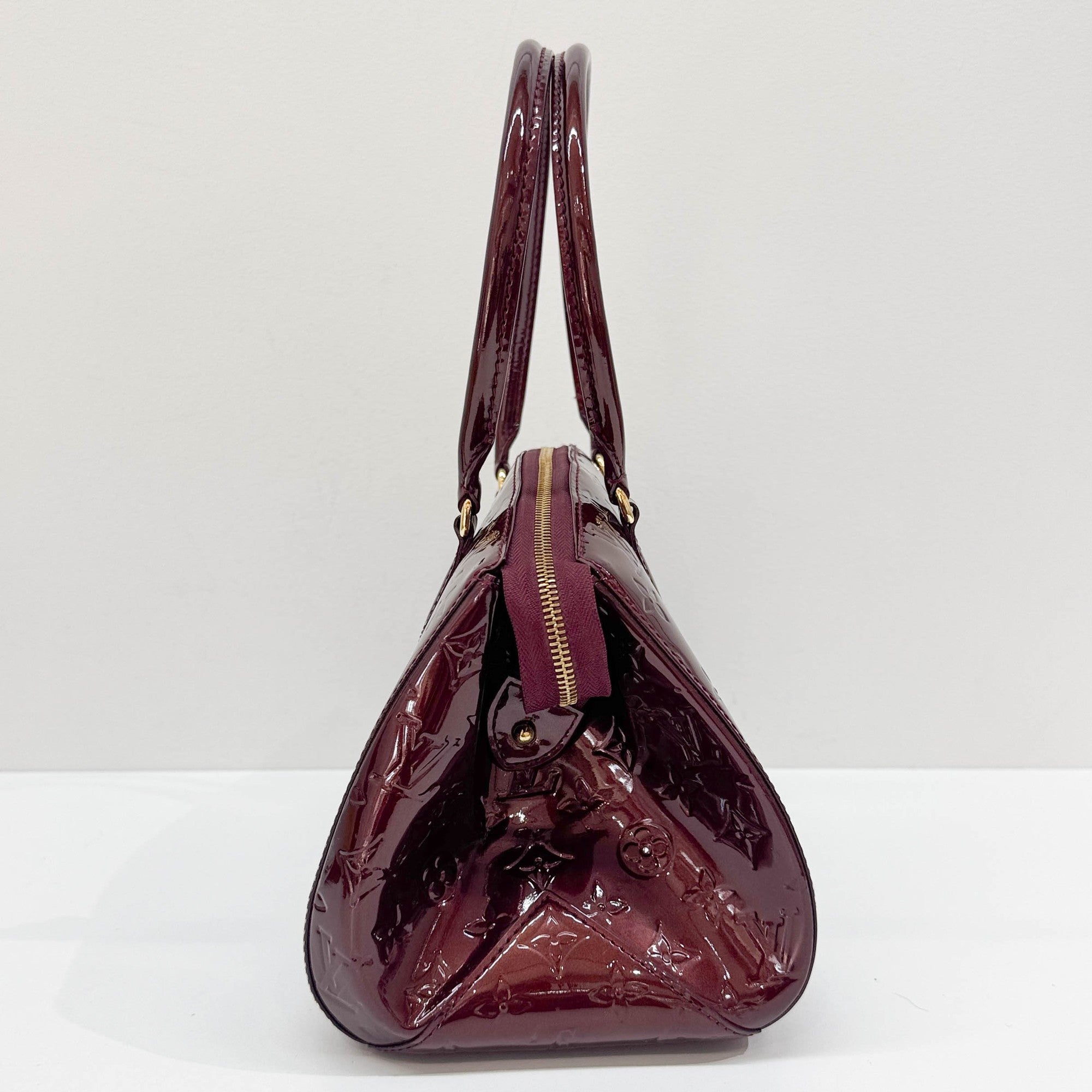 Vernis Sherwood Metallic Bordeaux Monogram Leather Hand Bag