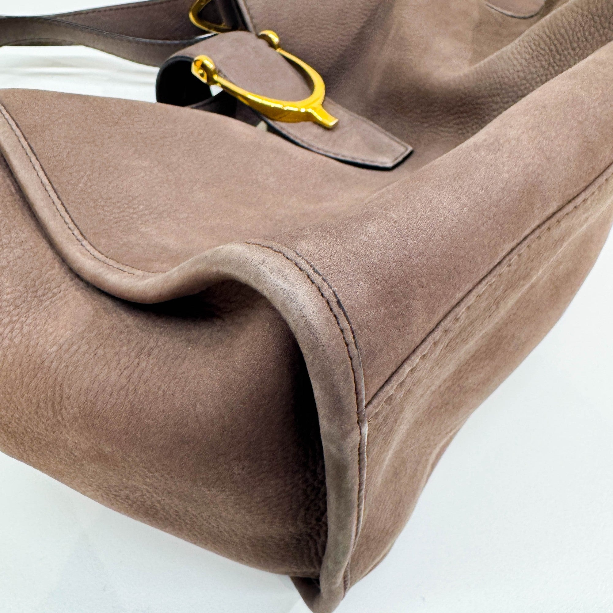 Stirrup Elephant Gray Leather Shoulder Bag