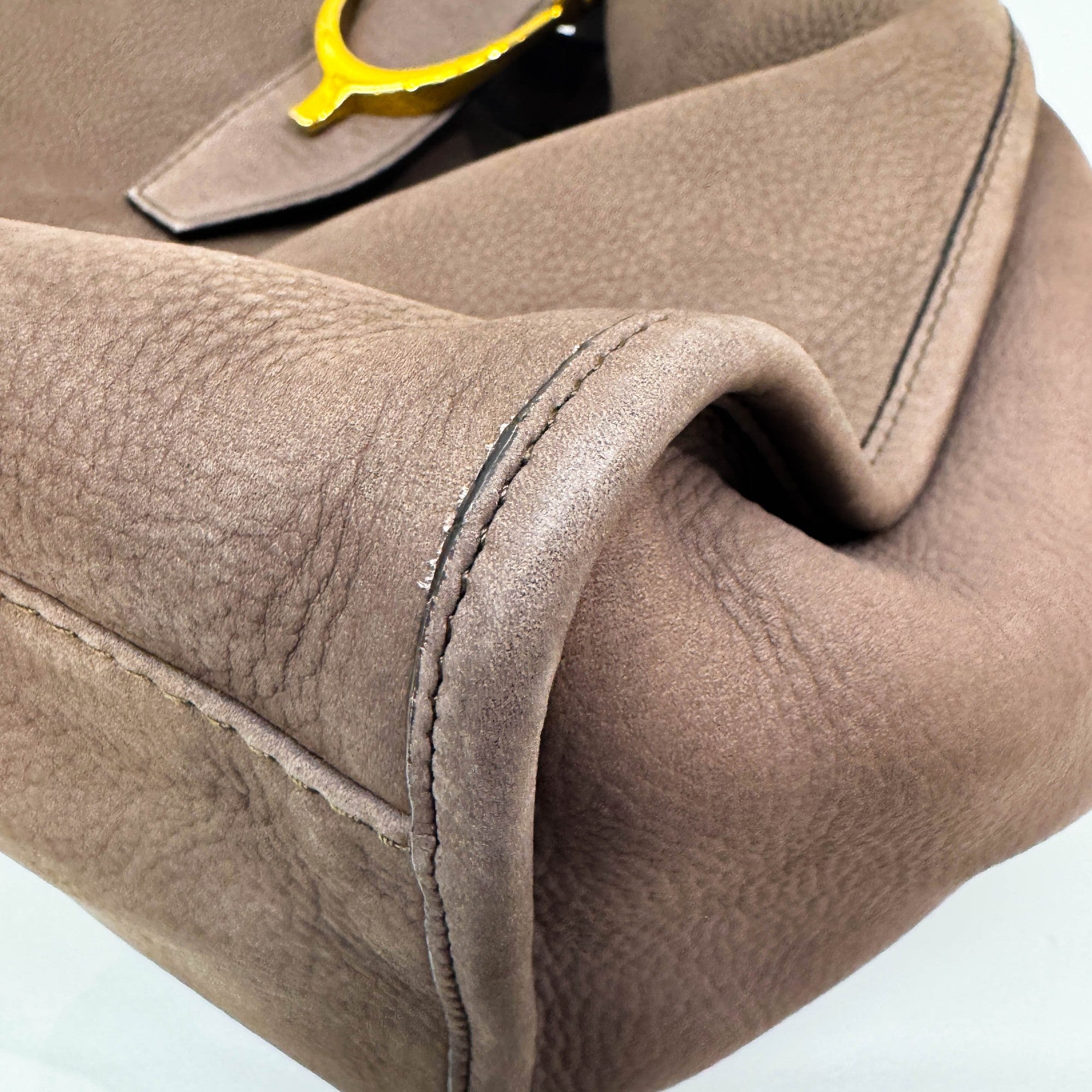 Stirrup Elephant Gray Leather Shoulder Bag