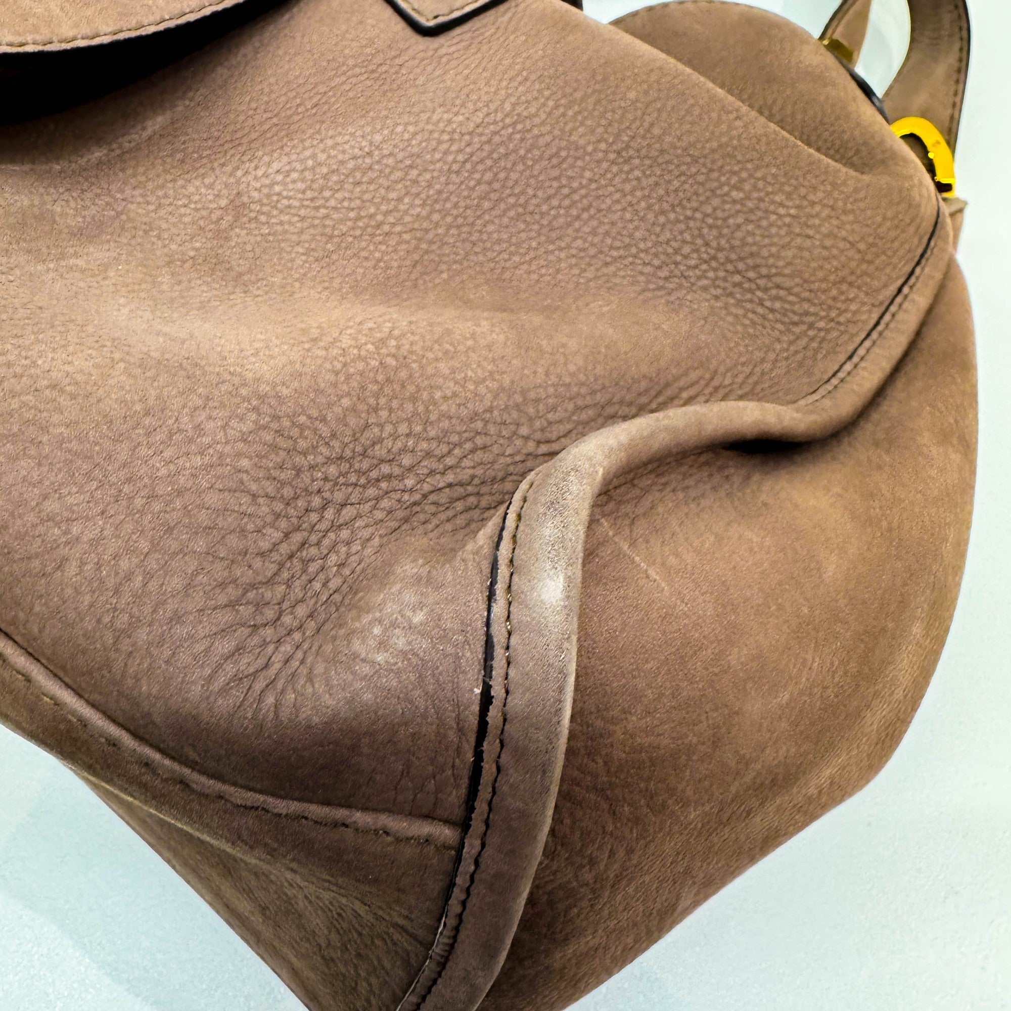 Stirrup Elephant Gray Leather Shoulder Bag