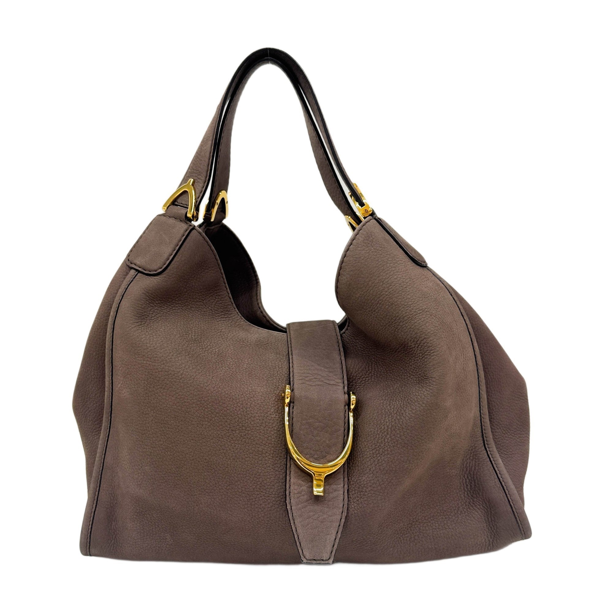 Stirrup Elephant Gray Leather Shoulder Bag