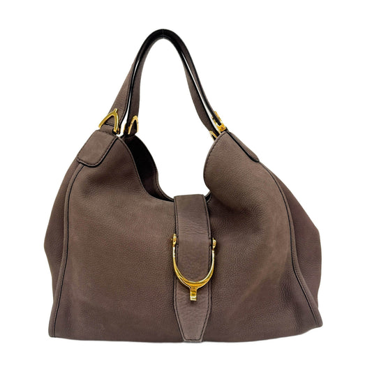 Stirrup Elephant Gray Leather Shoulder Bag