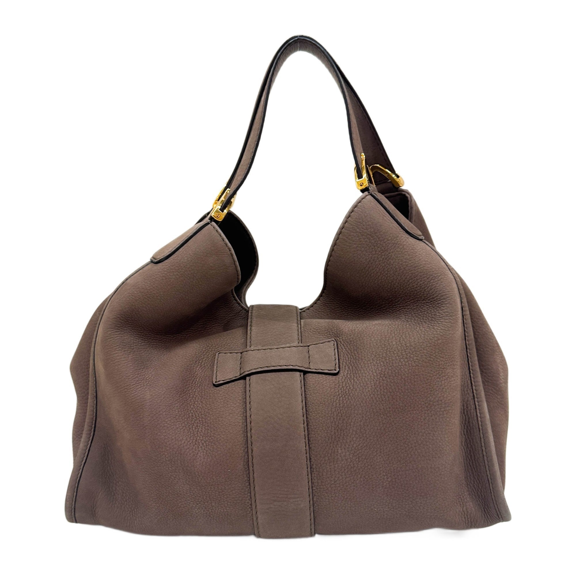 Stirrup Elephant Gray Leather Shoulder Bag