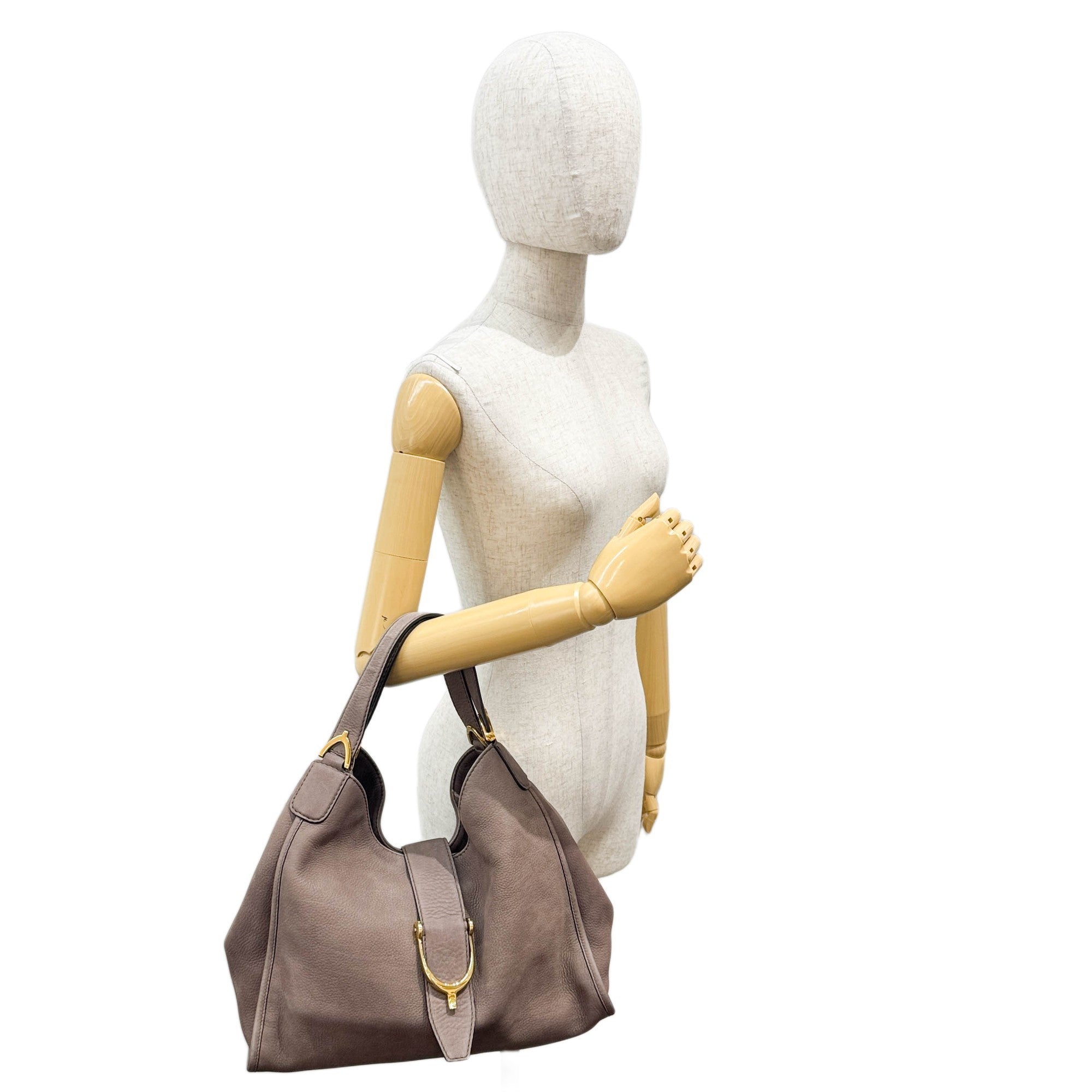 Stirrup Elephant Gray Leather Shoulder Bag