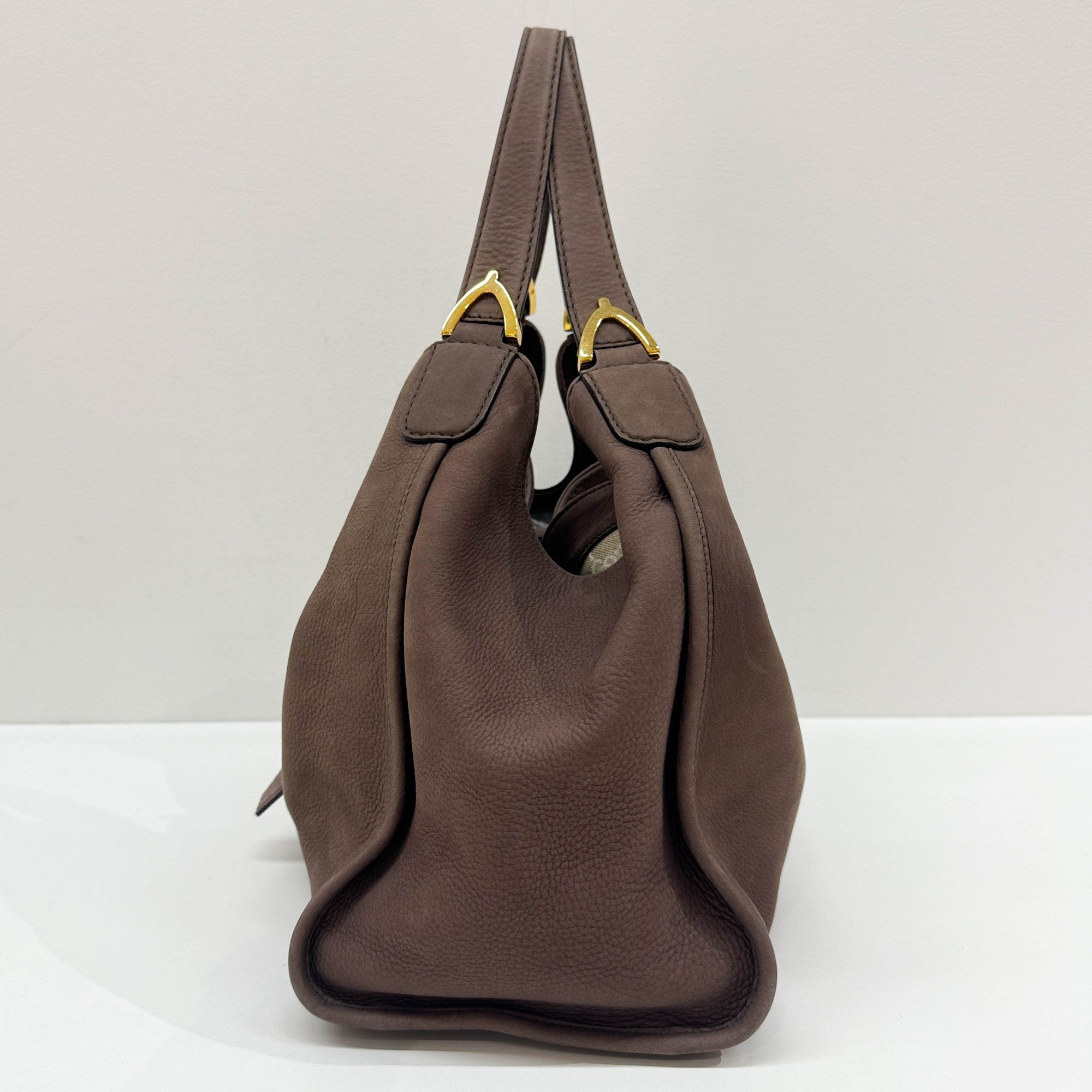 Stirrup Elephant Gray Leather Shoulder Bag