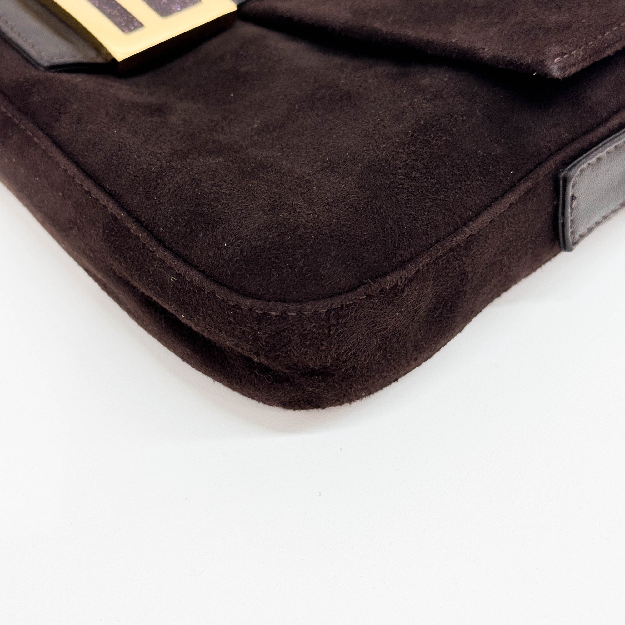 Baguette Brown Suede Shoulder Bag