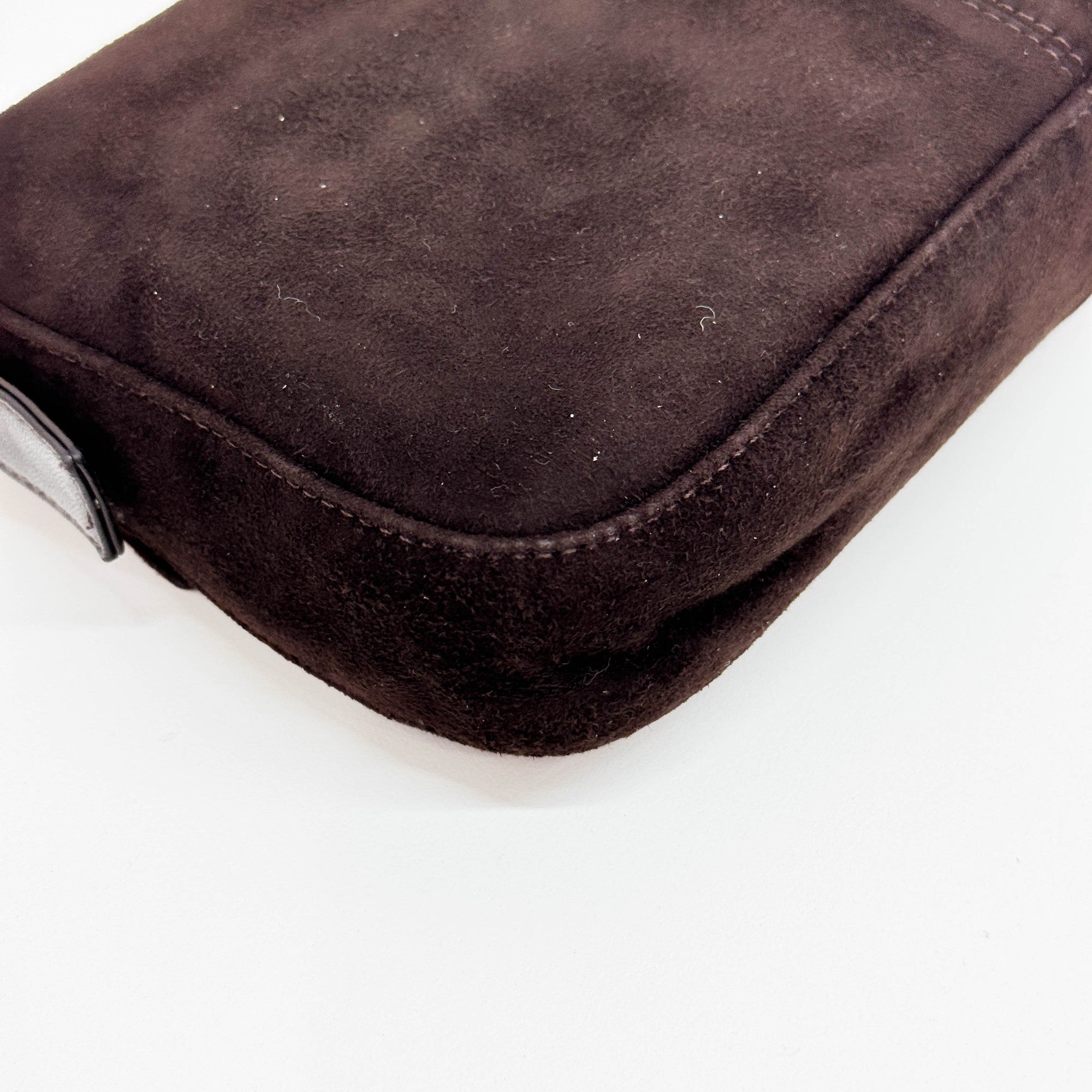 Baguette Brown Suede Shoulder Bag