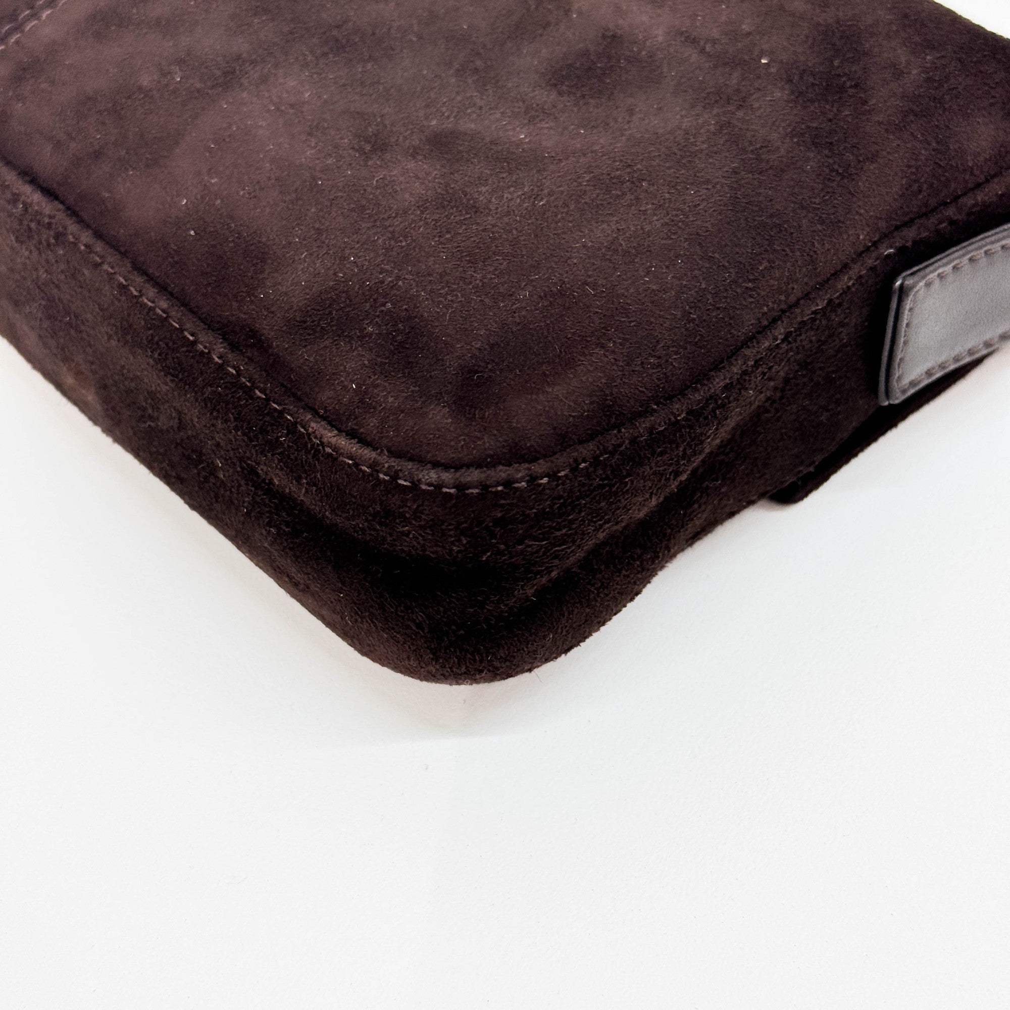 Baguette Brown Suede Shoulder Bag