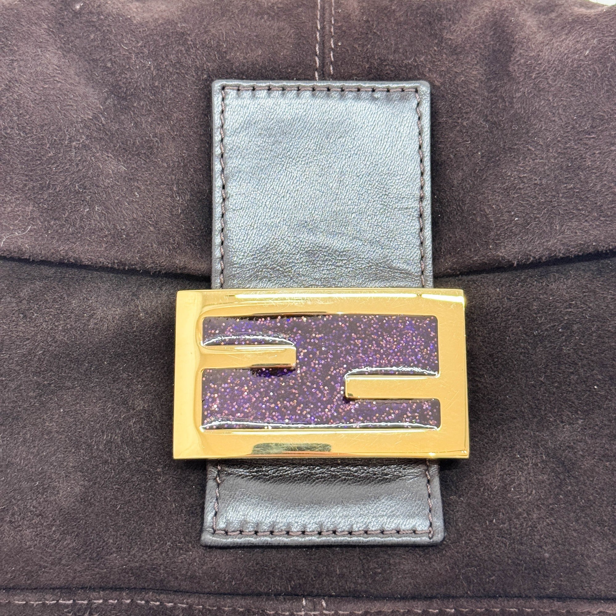 Baguette Brown Suede Shoulder Bag