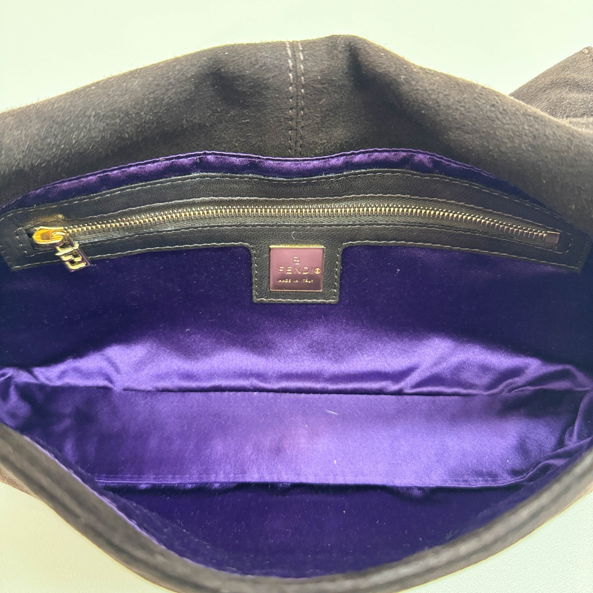 Baguette Brown Suede Shoulder Bag