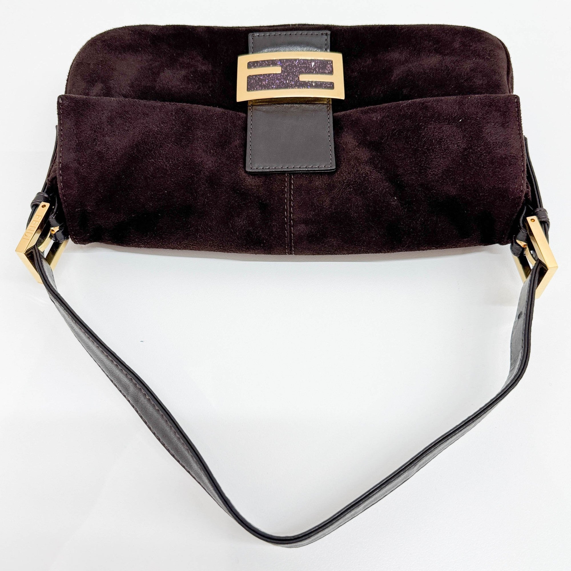 Baguette Brown Suede Shoulder Bag