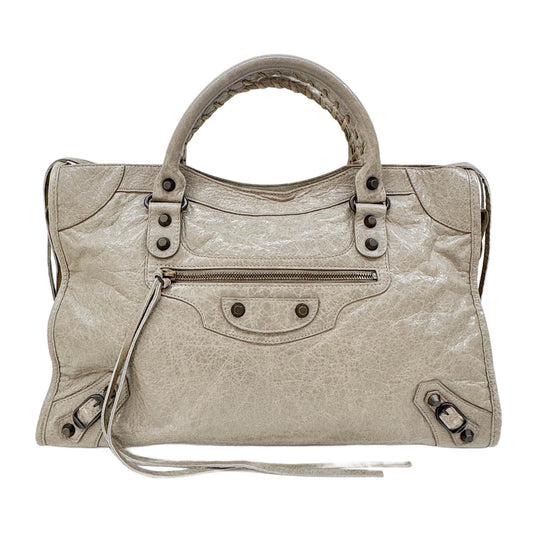 The City Grey Leather Two-Way Bag